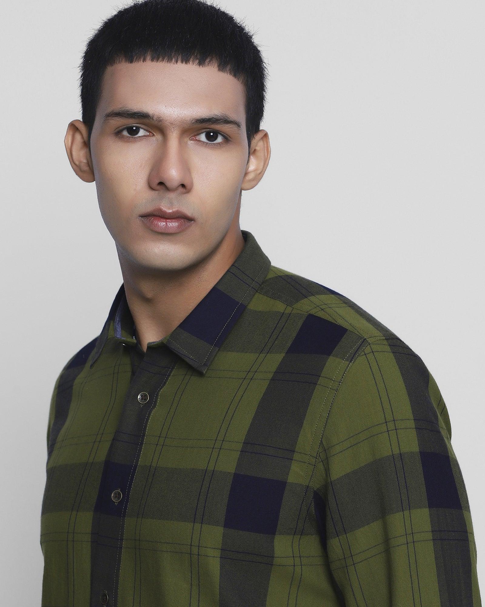 Casual Olive Check Shirt - Dane