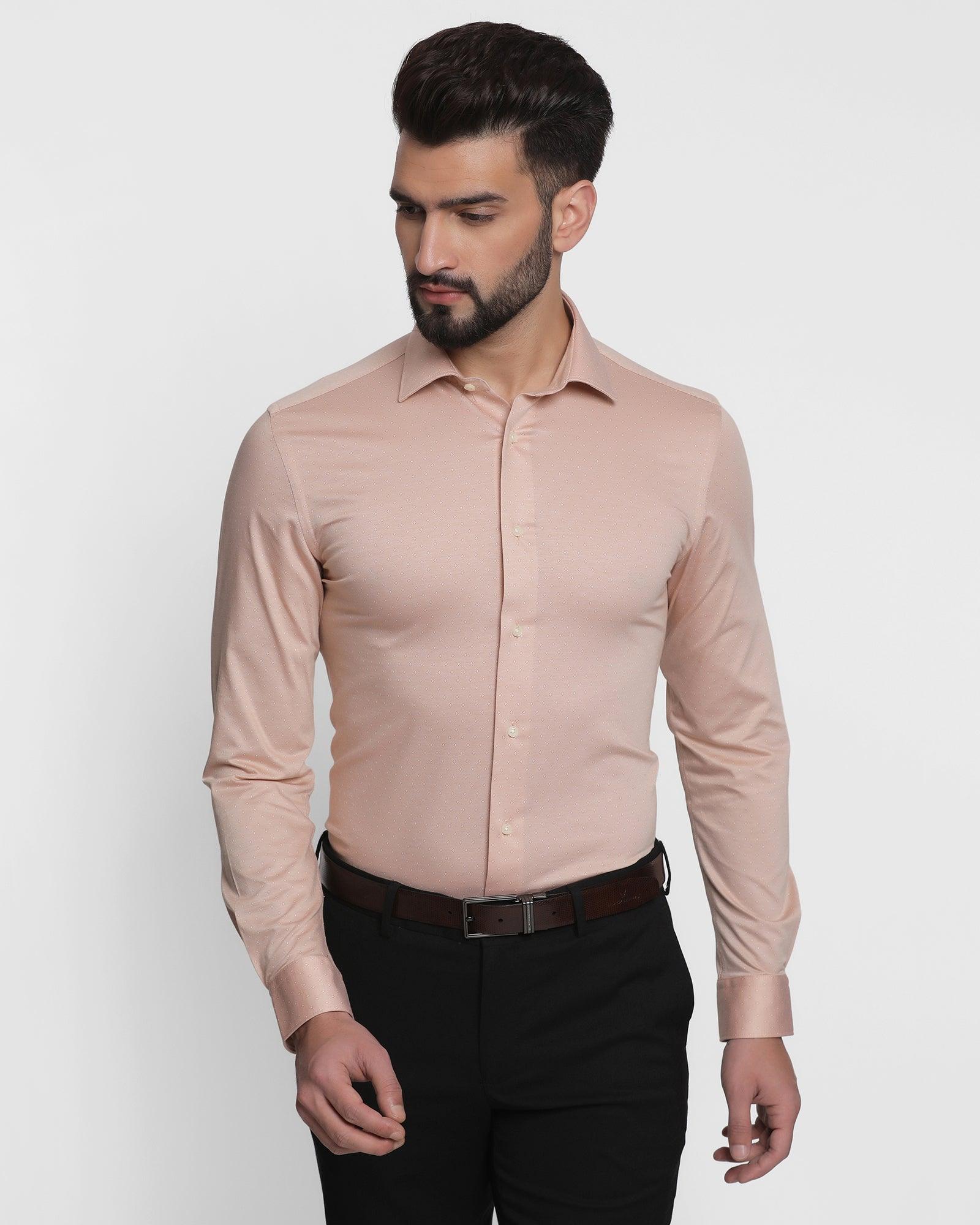 Formal Beige Textured Shirt - Danial