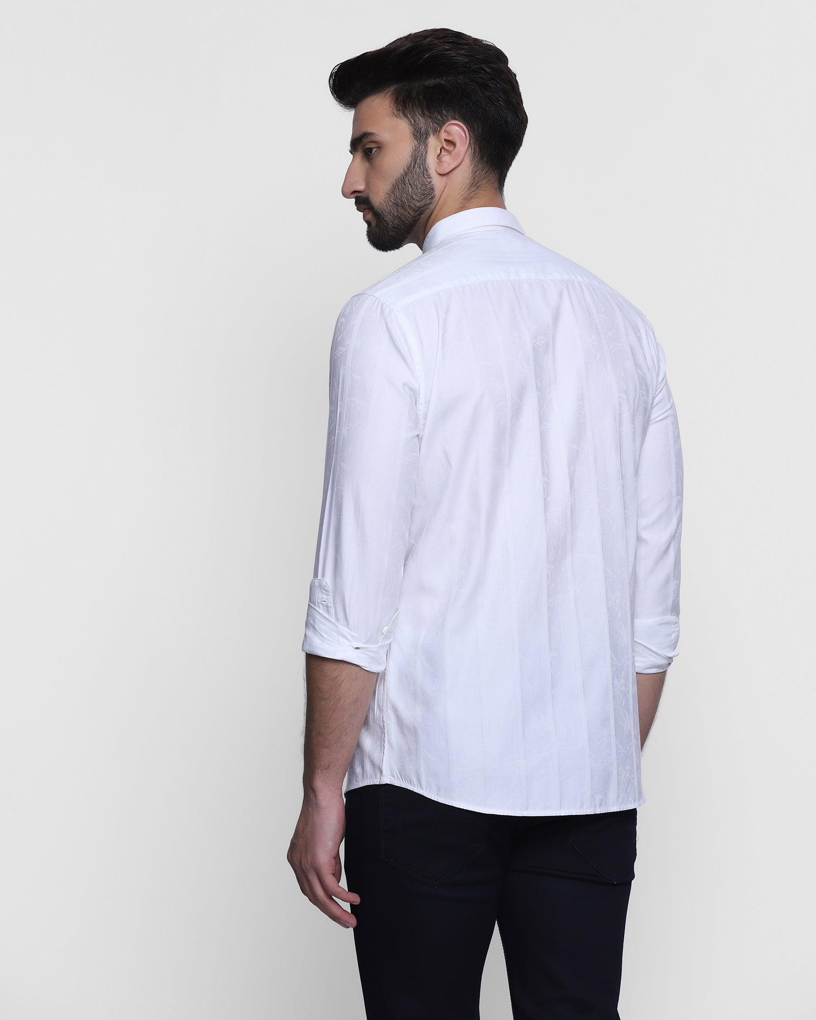 Casual White Solid Shirt - Davis