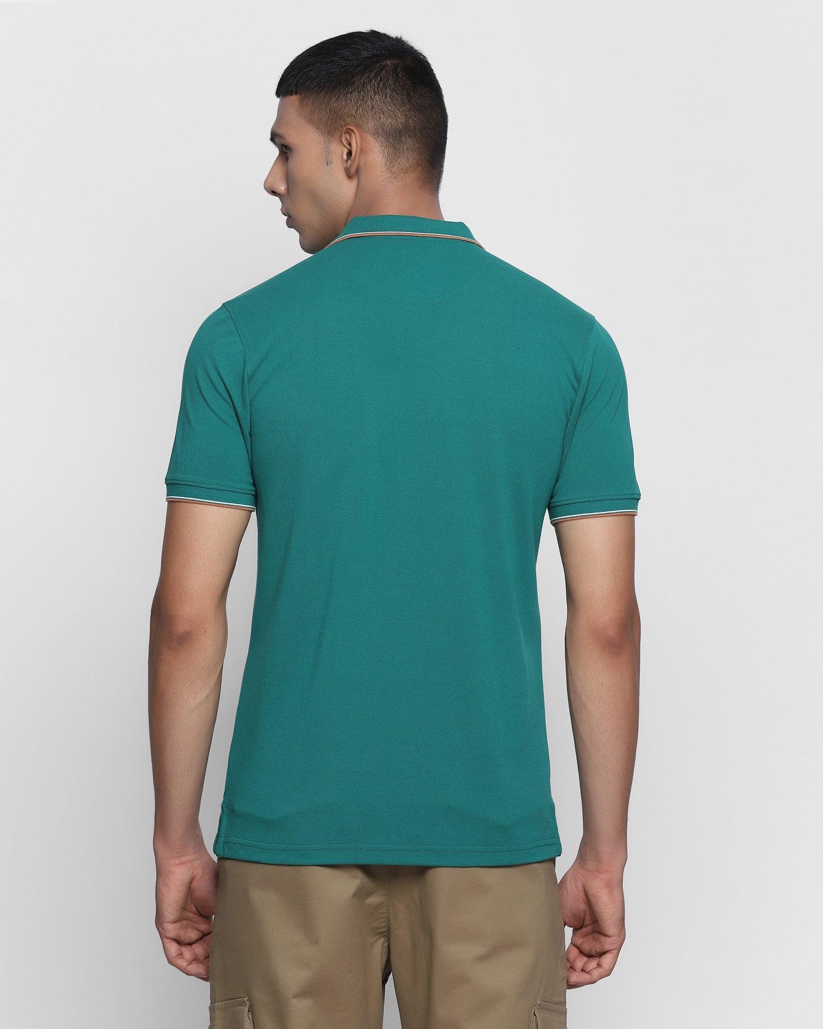 Polo Forest Green Solid T Shirt - Double