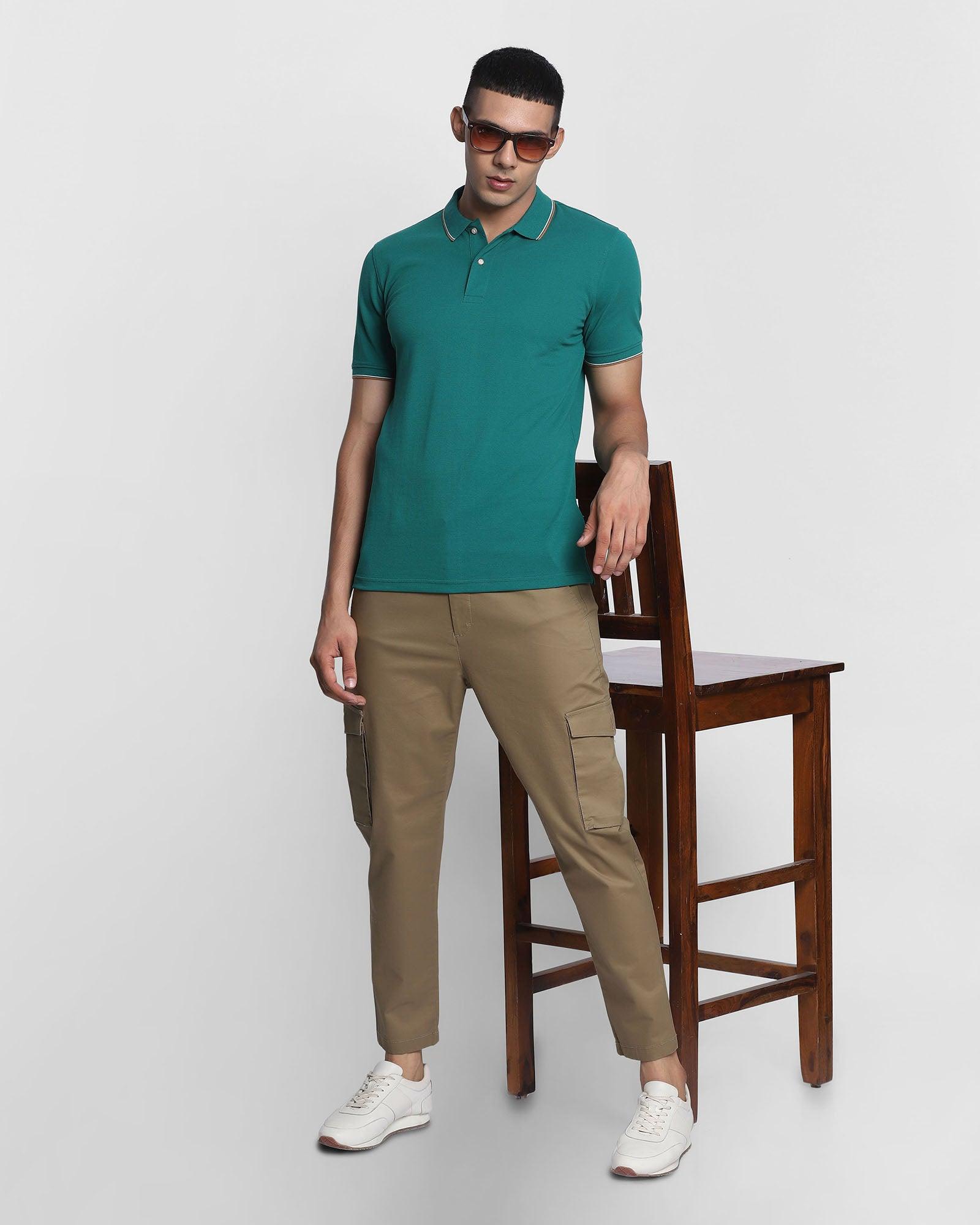 Polo Forest Green Solid T Shirt - Double