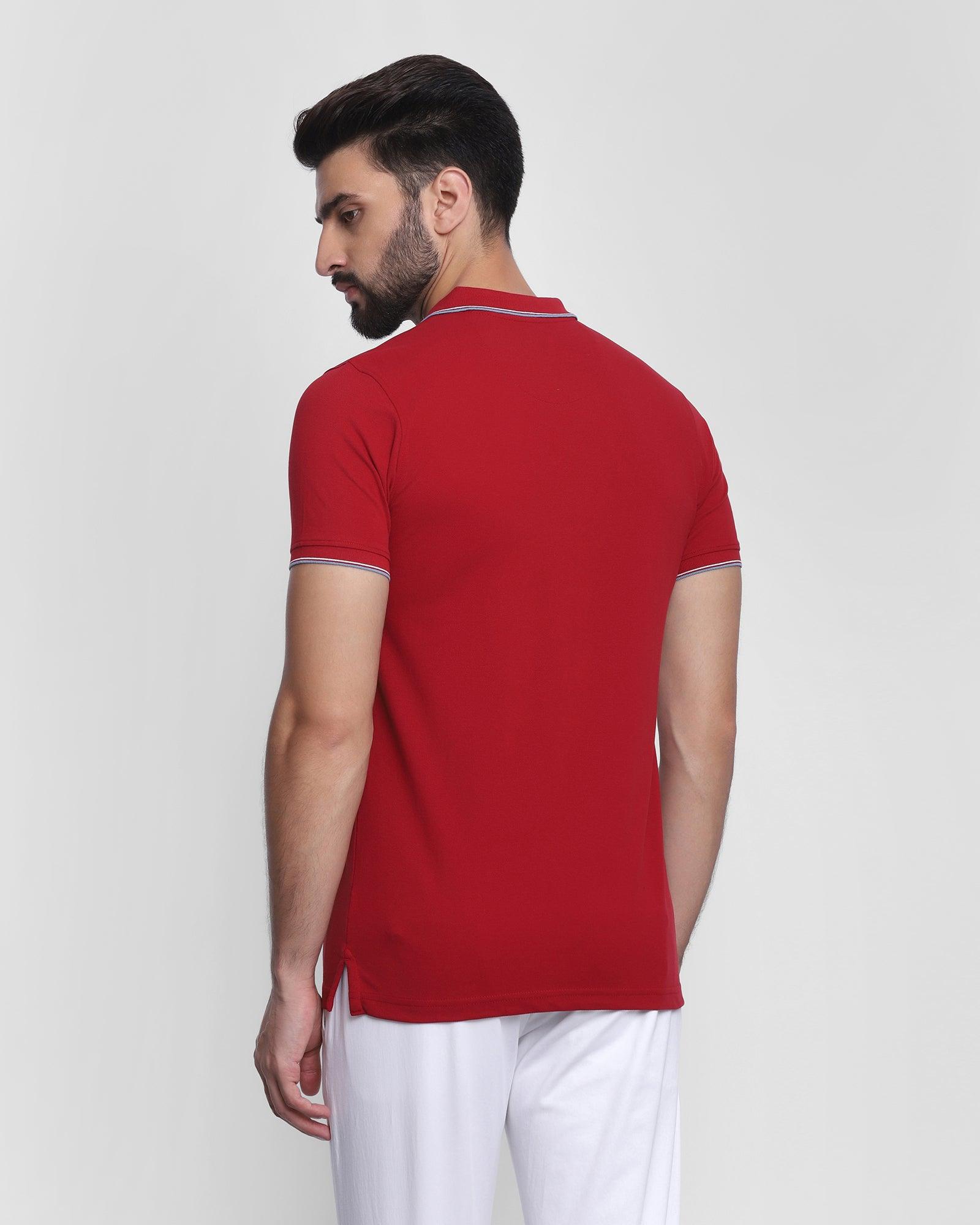 Polo Maroon Solid T Shirt - Double