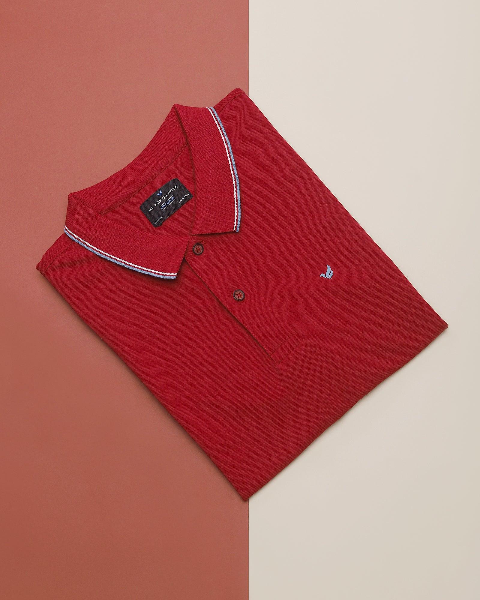 Polo Maroon Solid T Shirt - Double