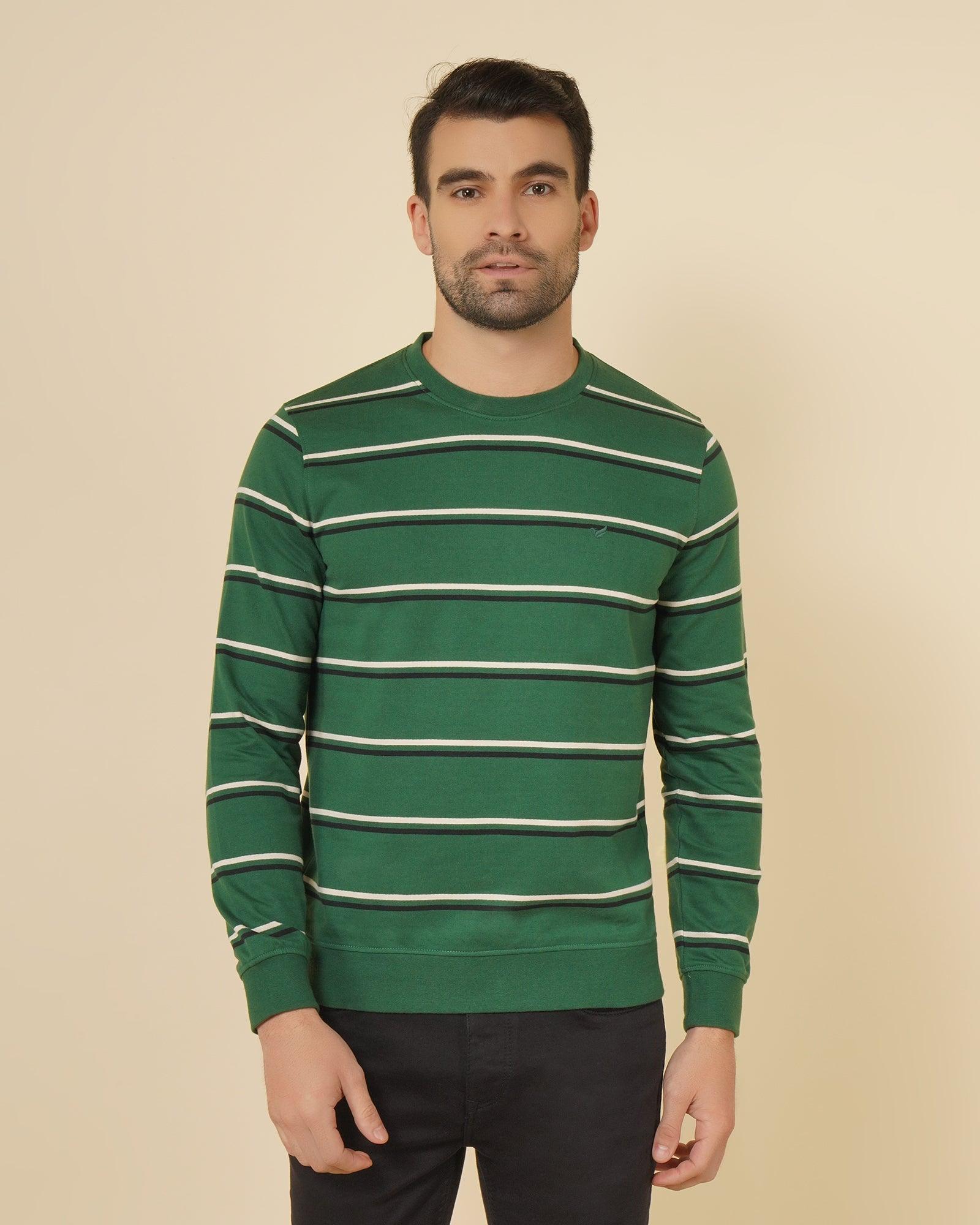 Green striped shop sweater mens