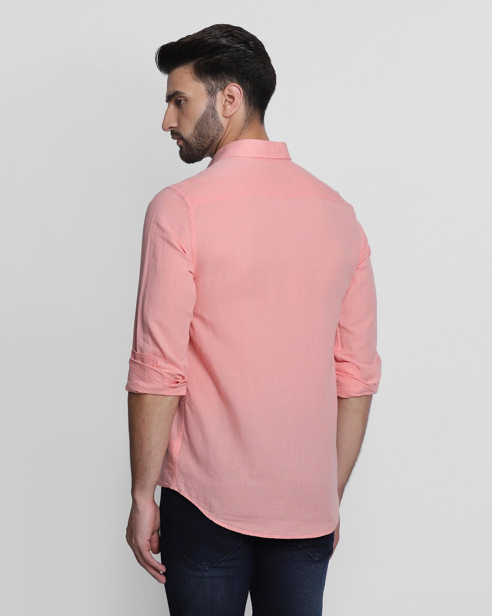 Casual Peach Solid Shirt - Yang