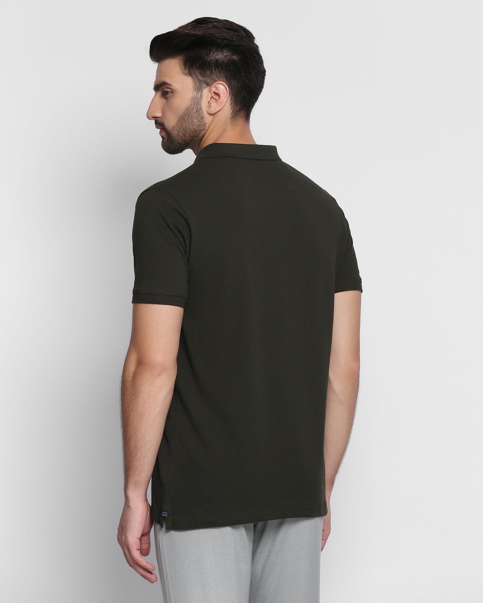 Polo T Shirt In Olive (Brune) - Blackberrys