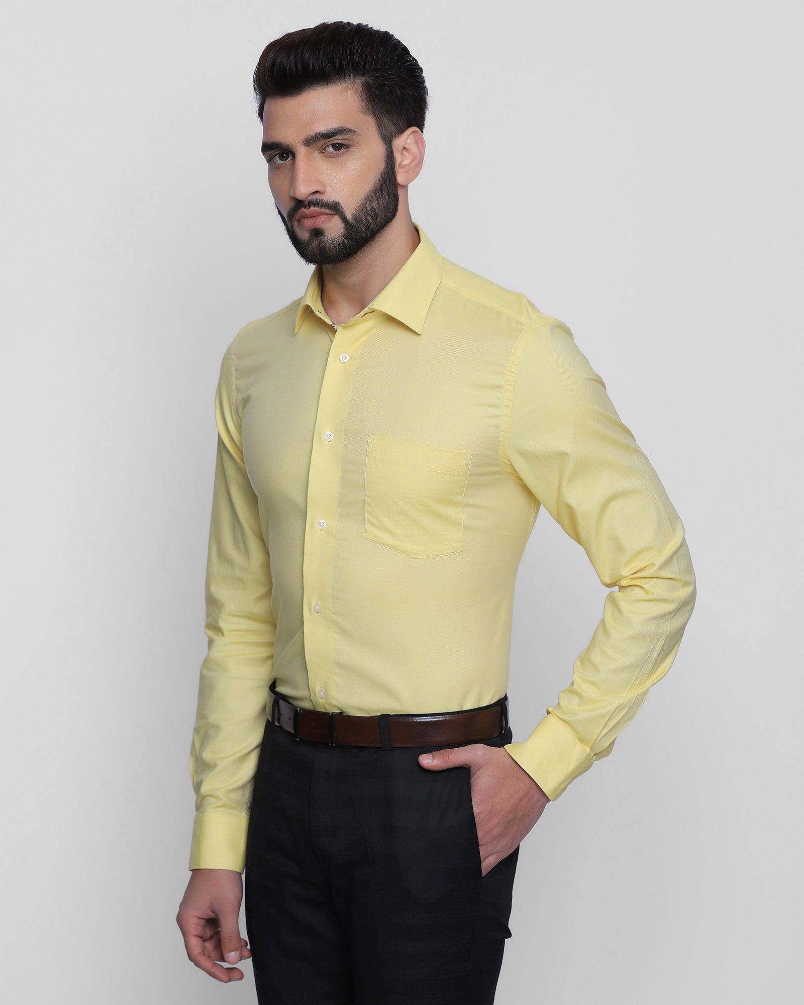 Formal Yellow Textured Shirt - Elvis