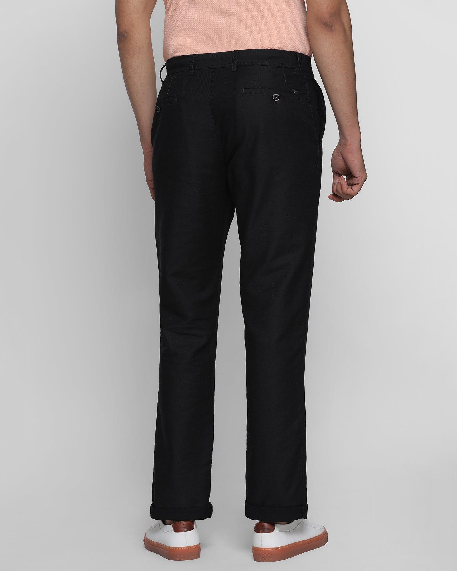 Textured Casual Khakis In Black B-90 (Eva) - Blackberrys