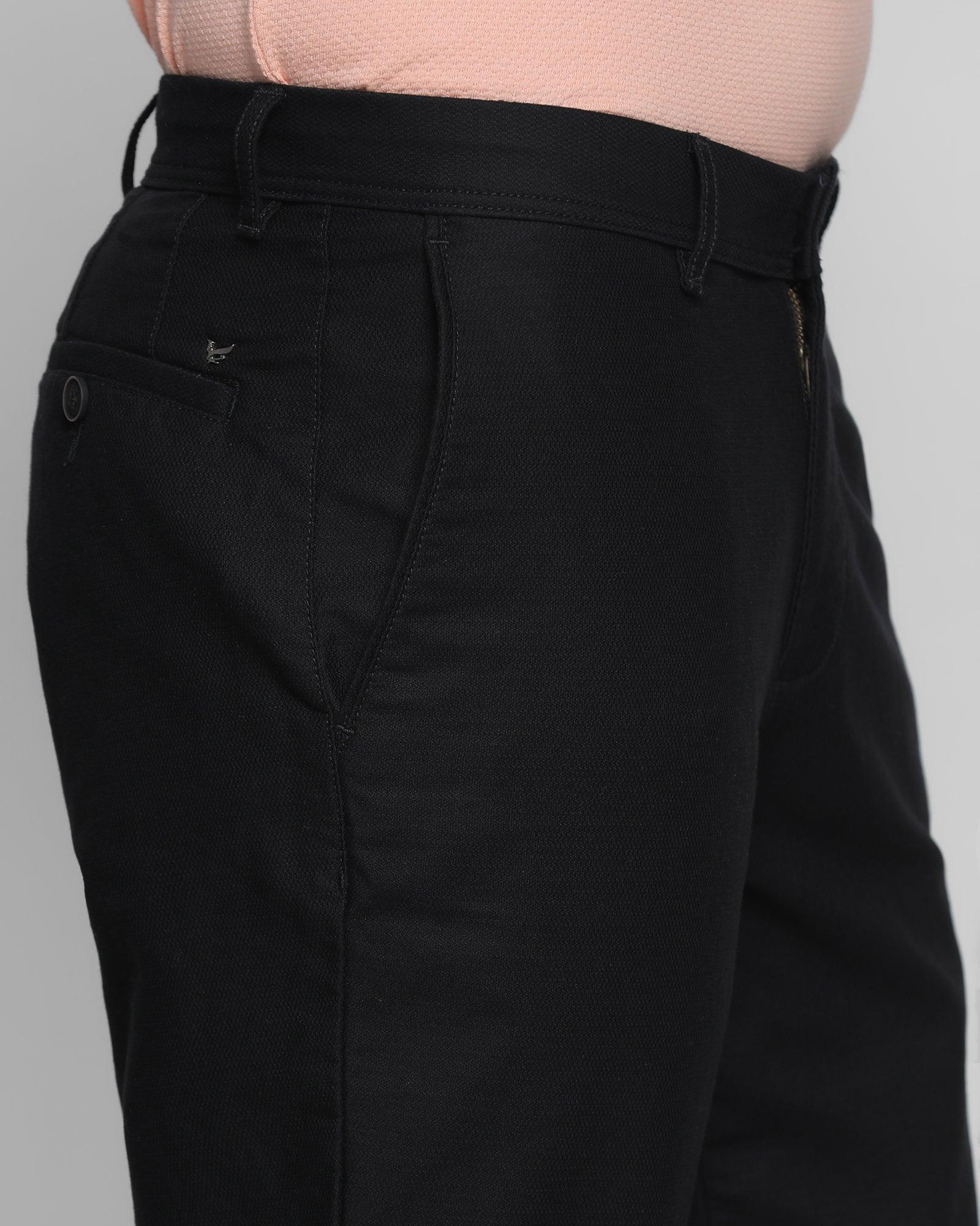 Textured Casual Khakis In Black B-90 (Eva) - Blackberrys