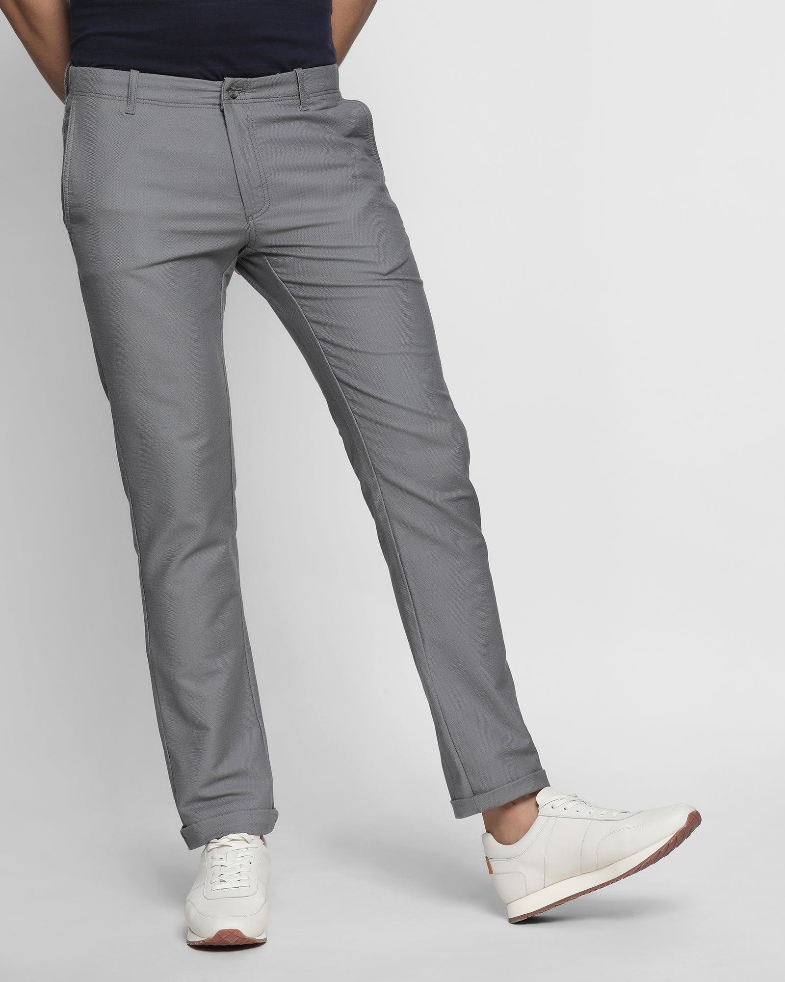 Slim Fit B-91 Casual Grey Textured Khakis - Eva