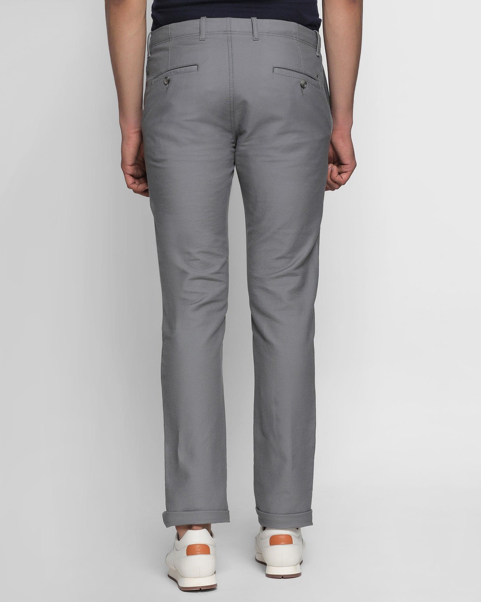 Slim Fit B-91 Casual Grey Textured Khakis - Eva