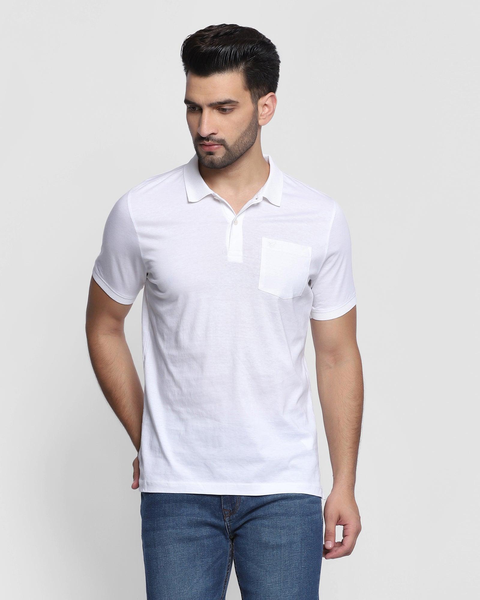 Polo White Solid T-Shirt - Figma