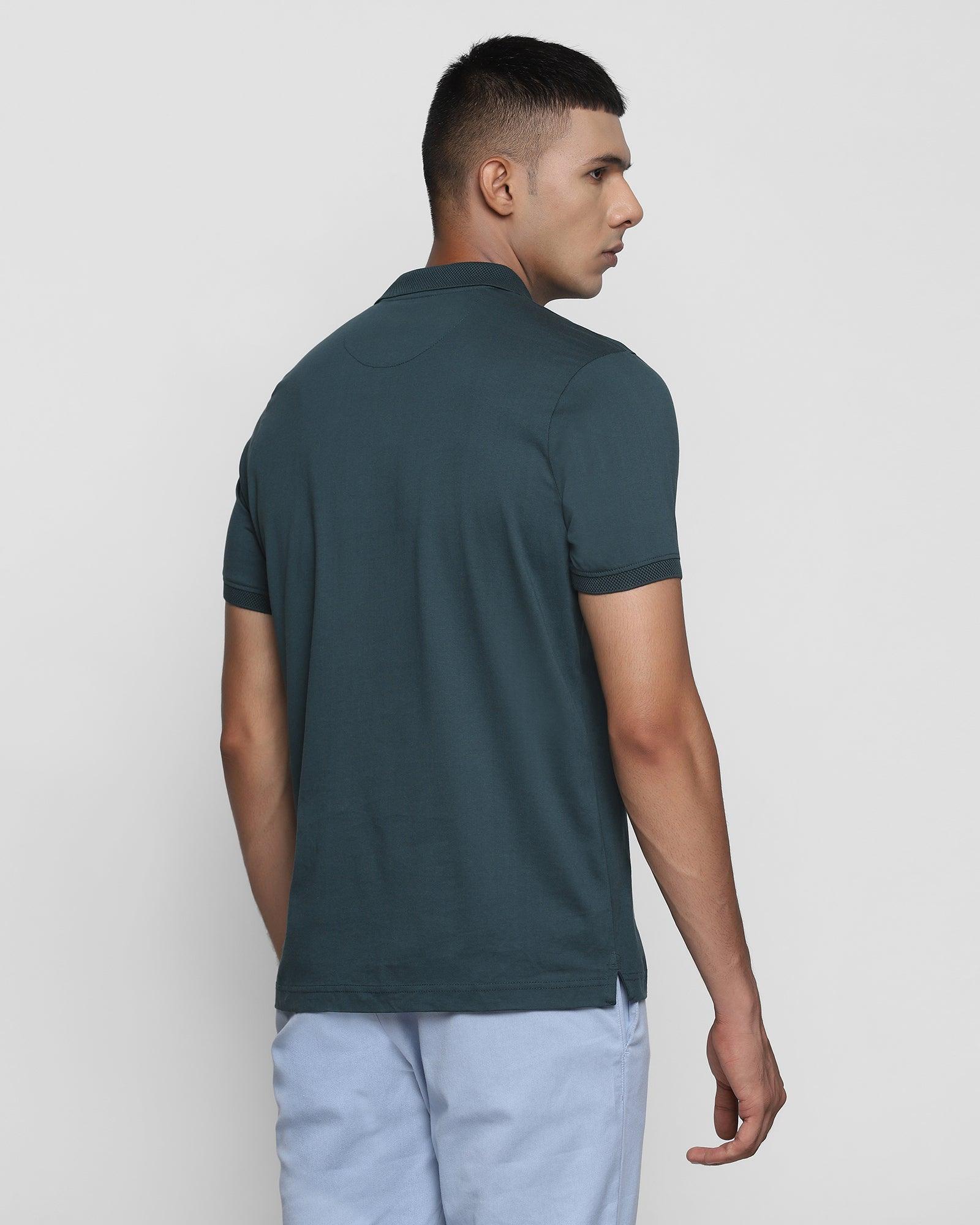 Polo Forest Green Solid T Shirt - Forest