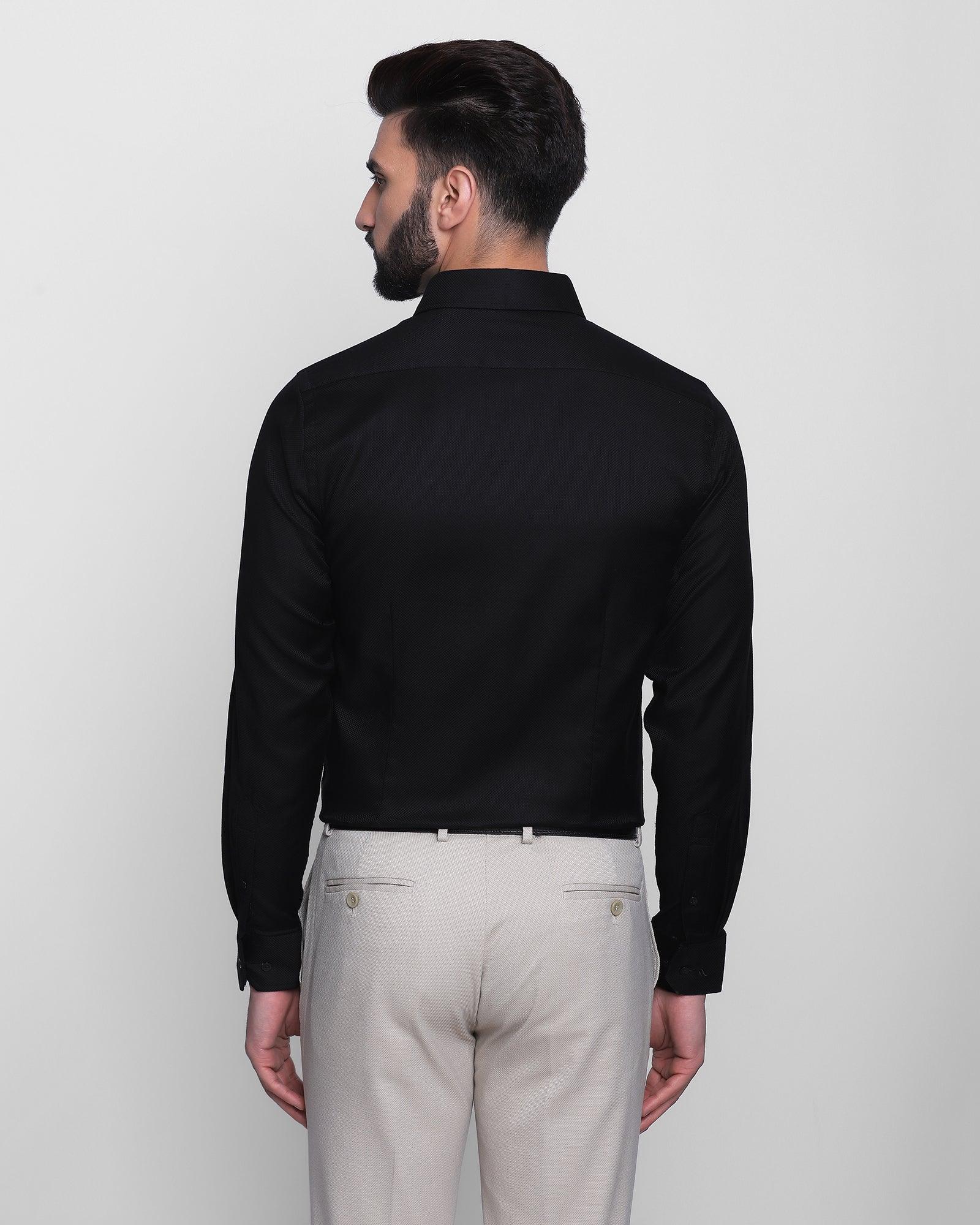 Formal Black Textured Shirt - Fortis