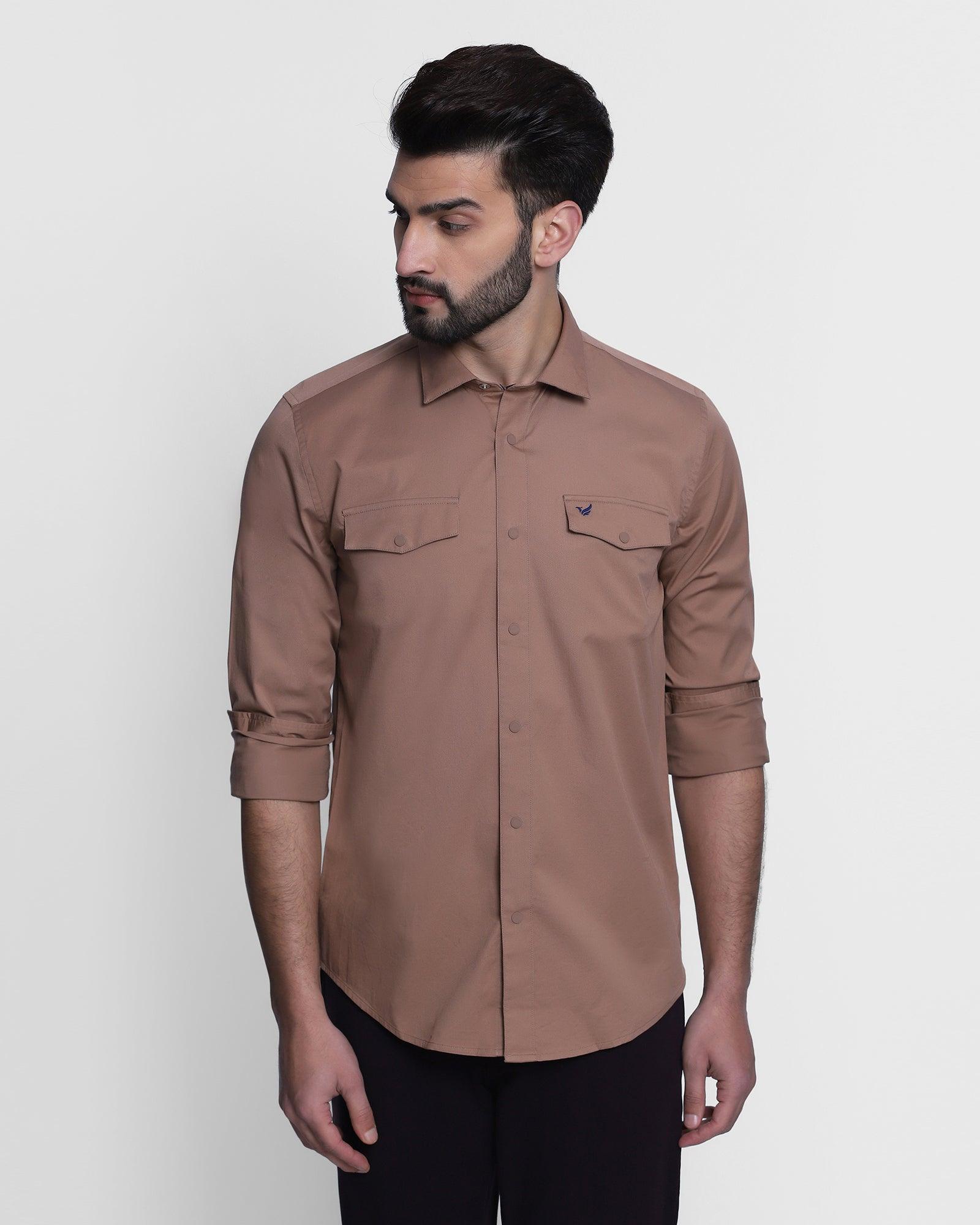 Casual Khaki Solid Shirt - Frank