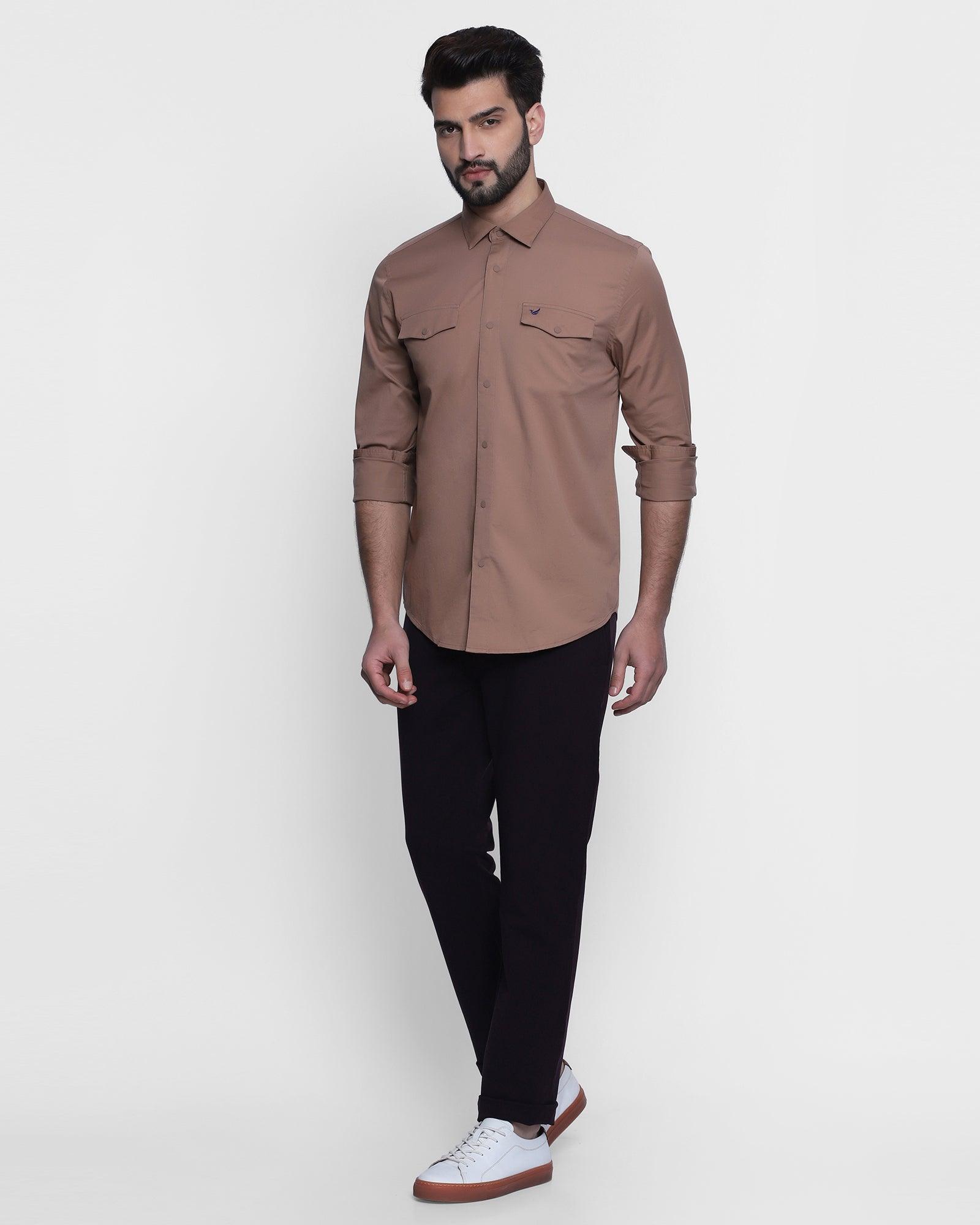 Casual Khaki Solid Shirt - Frank