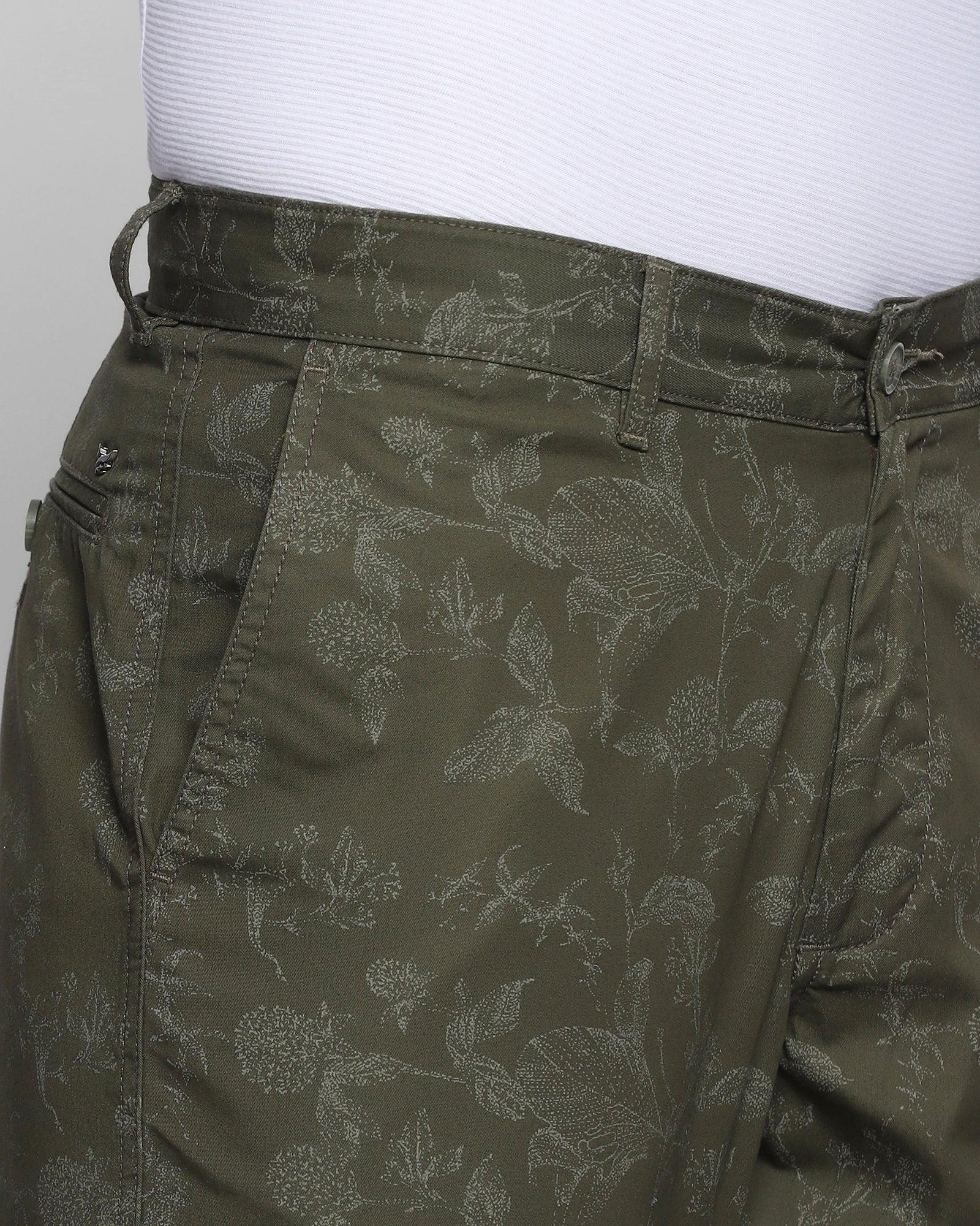 Casual Olive Printed Shorts - Fred
