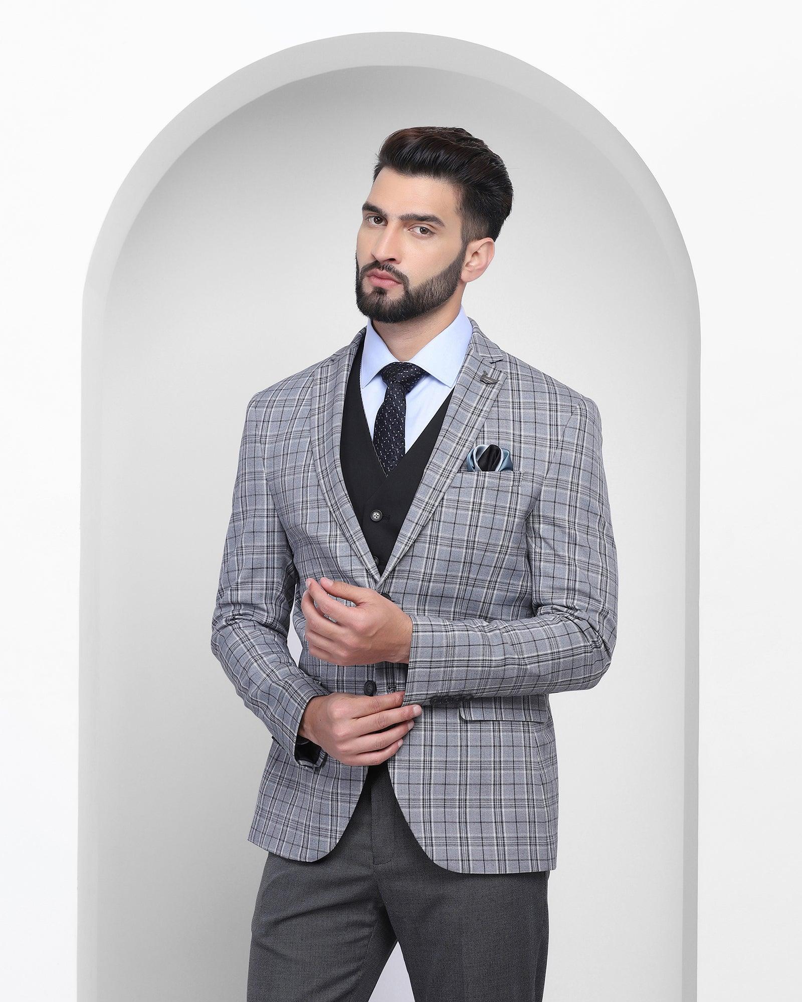 Multitude 6X Grey Check Formal Suit - Grace