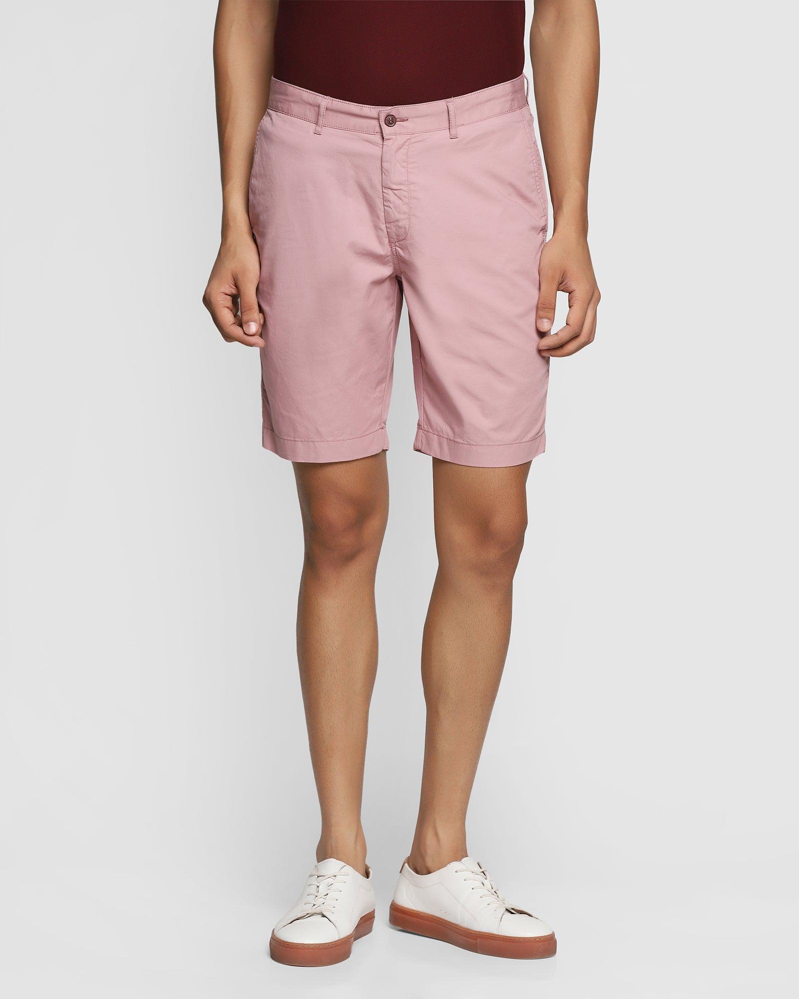 Casual Dusty Pink Solid Shorts - Indigo