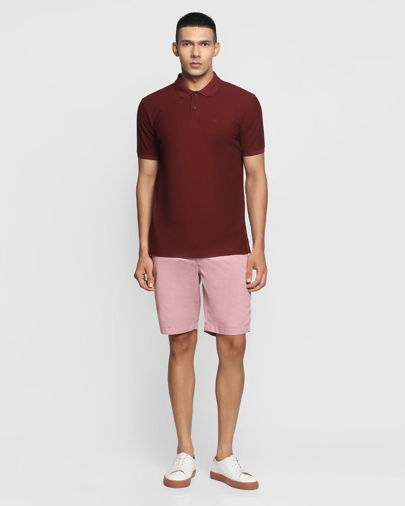 Casual Dusty Pink Solid Shorts - Indigo