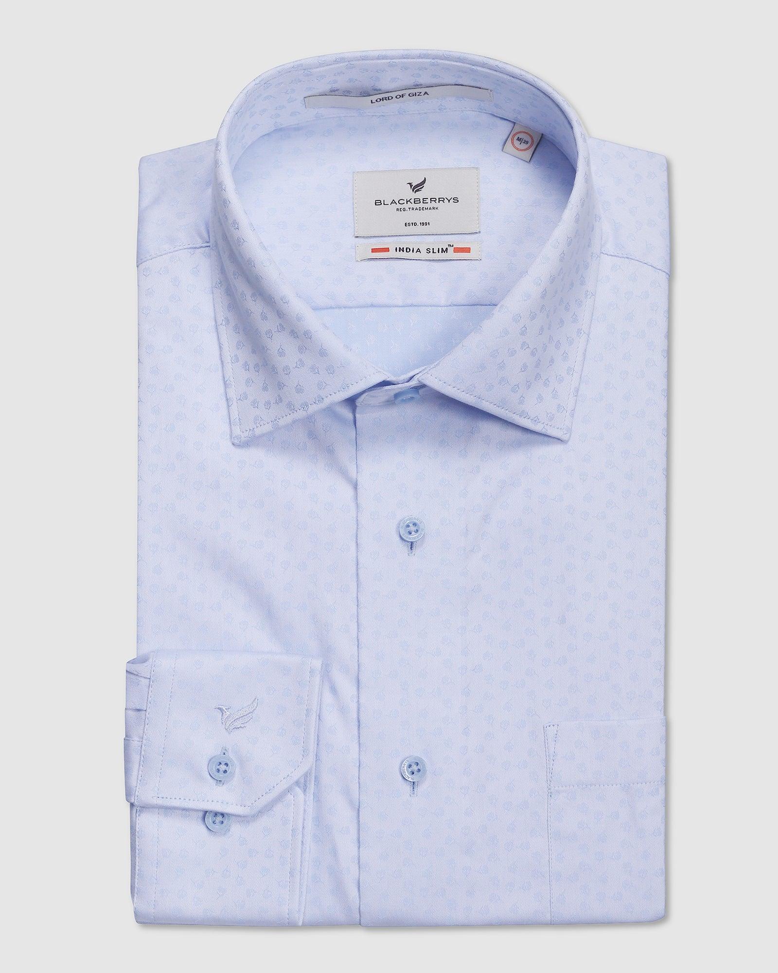 Formal Blue Textured Shirt - Jade