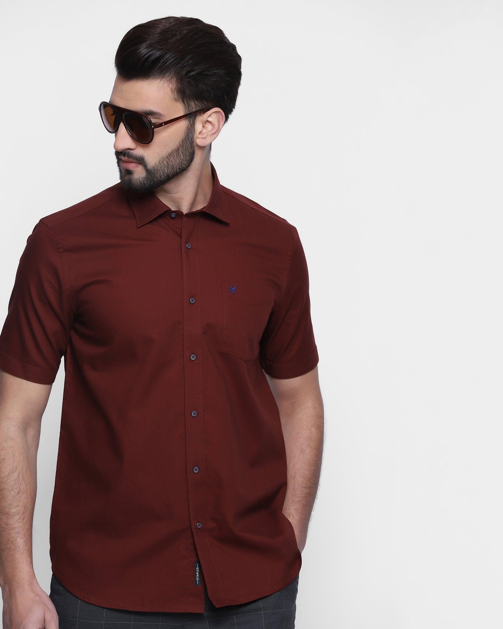Casual Red Solid Shirt - Jersey