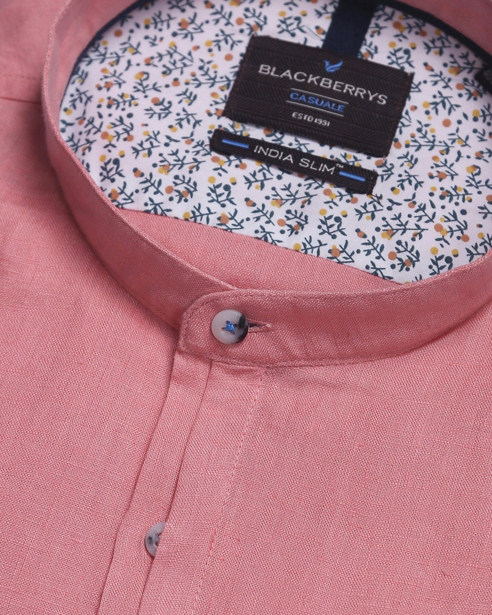 Linen Casual Pink Solid Shirt - Kacy