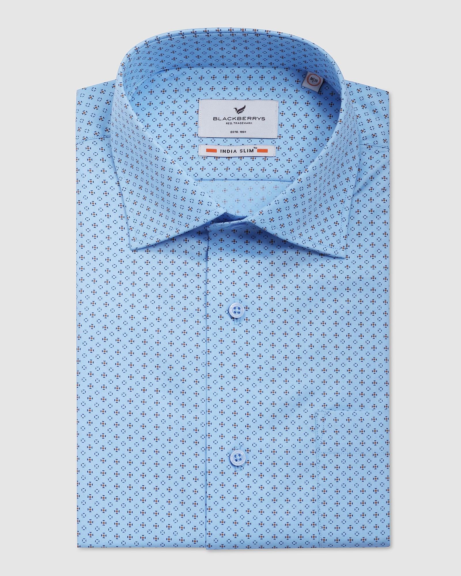 Formal Blue Printed Shirt - Kamry