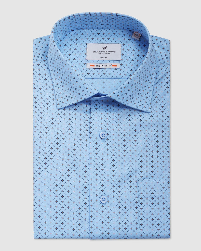 Formal Blue Printed Shirt - Kamry