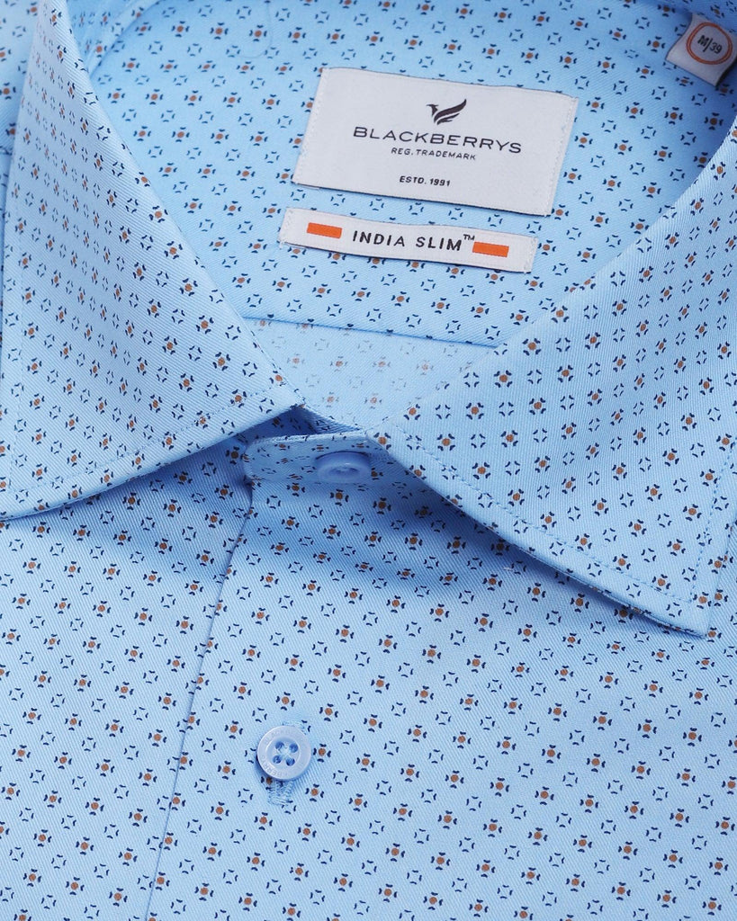 Formal Blue Printed Shirt - Kamry