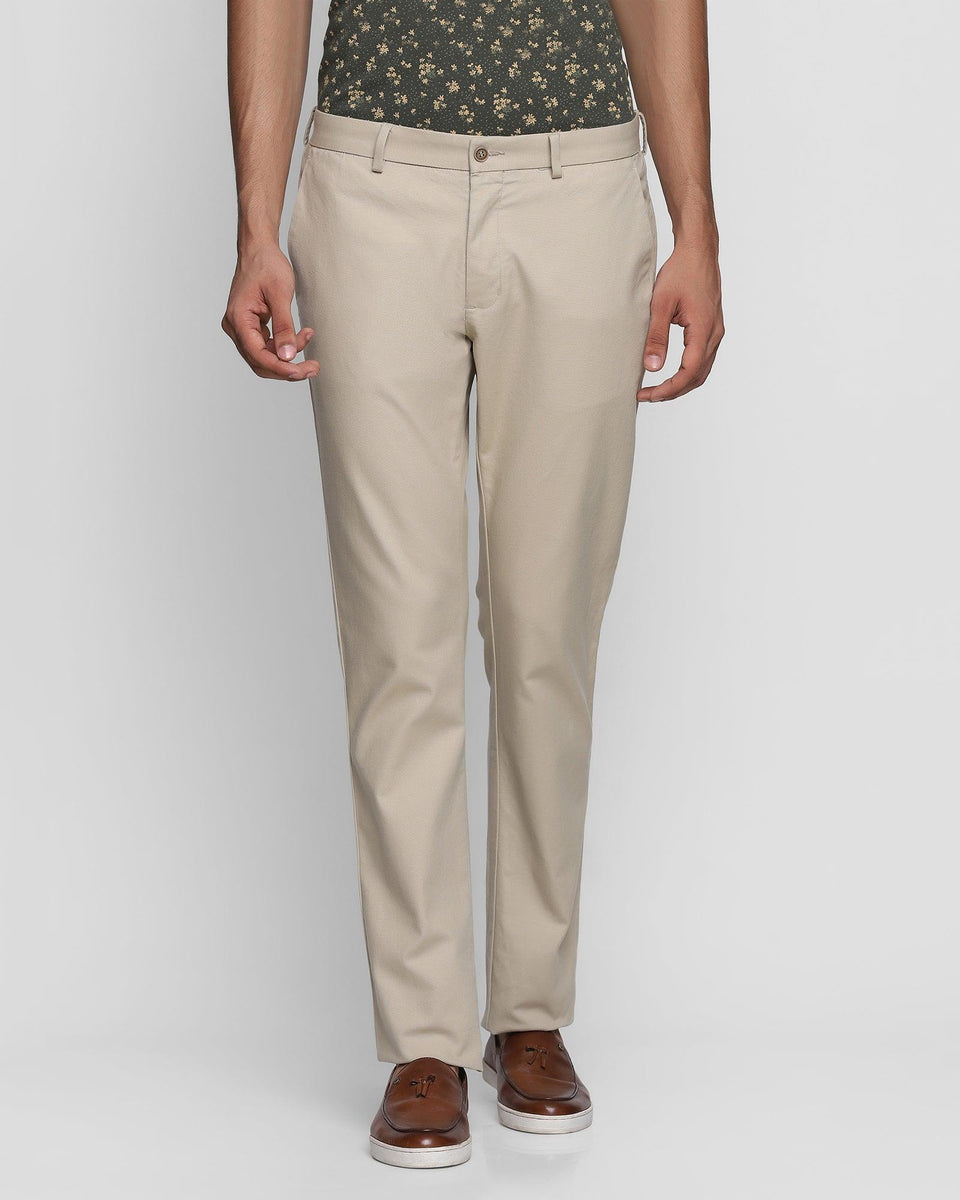 Slim Comfort B-95 Casual Beige Solid Khakis - Kansai