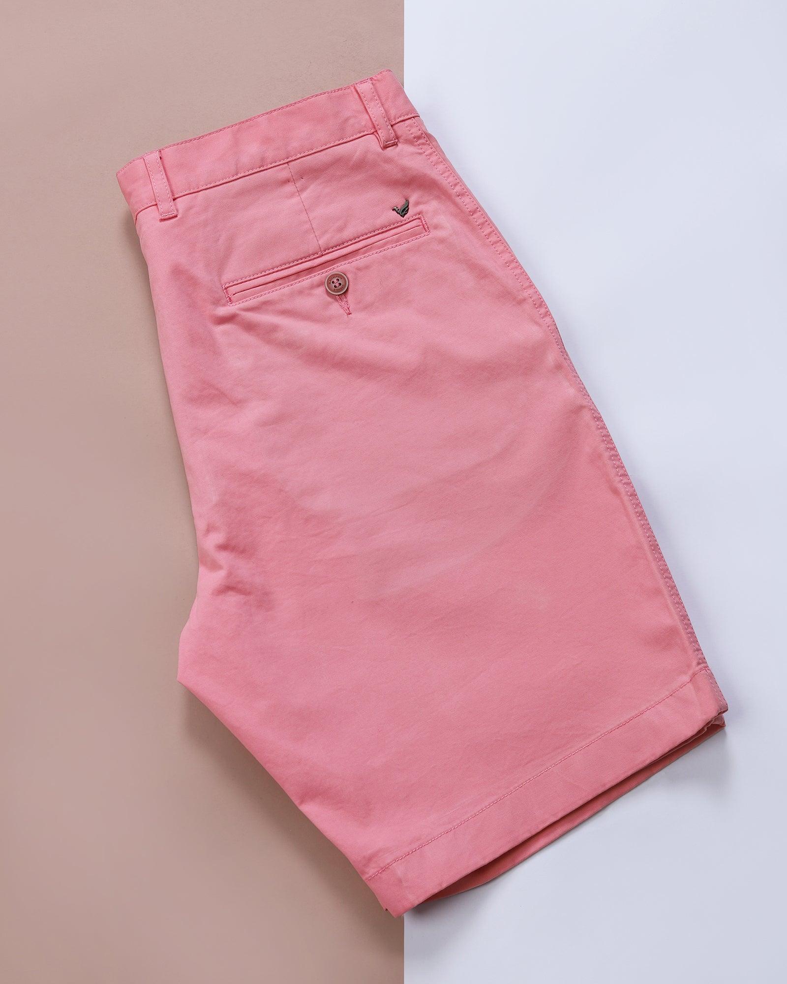 Casual Light Pink Solid Shorts - Koop