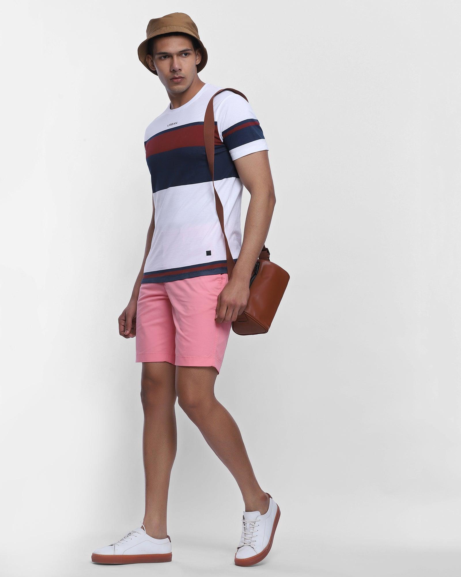 Casual Light Pink Solid Shorts - Koop