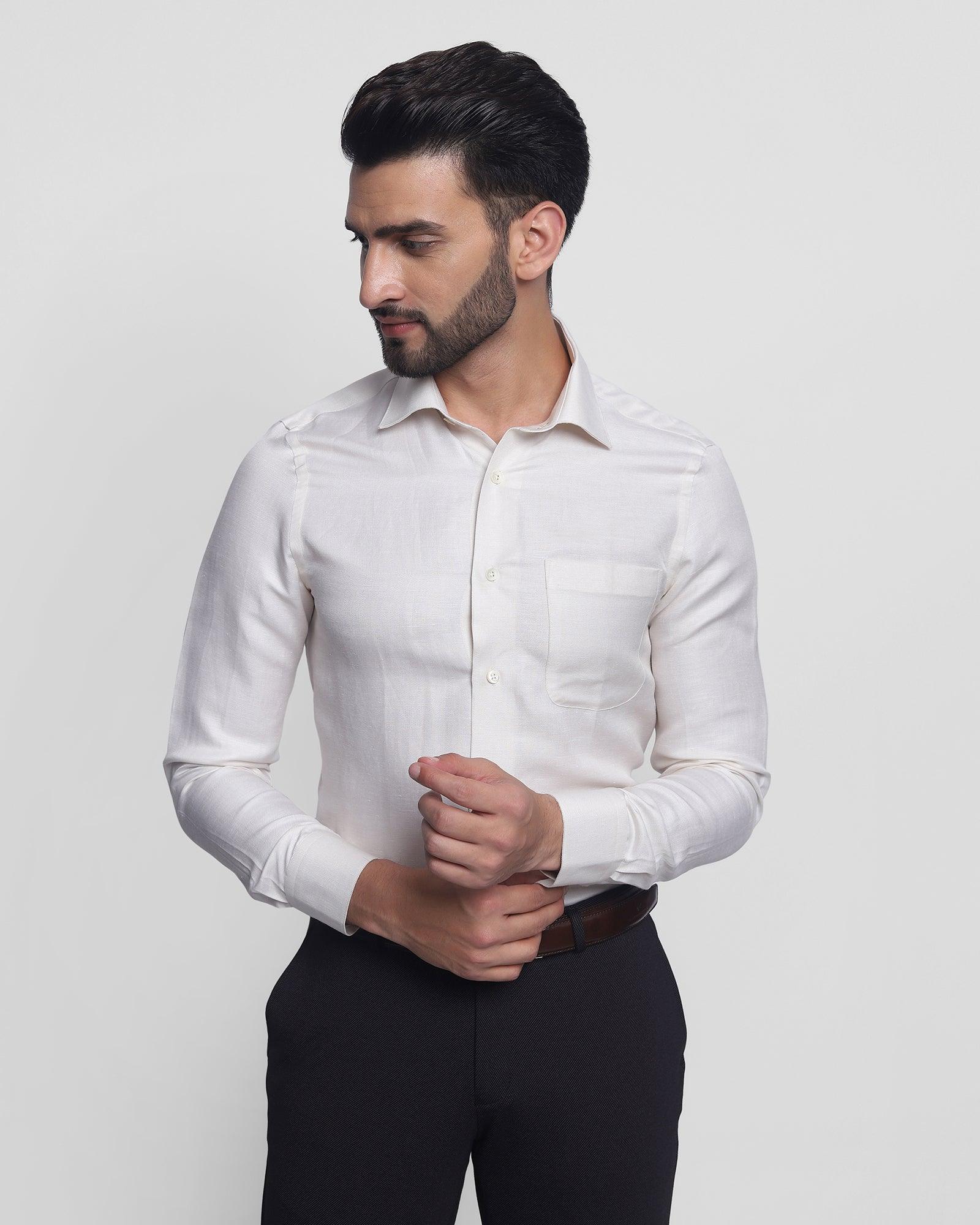 Linen Luxe Formal White Solid Shirt - Dallas