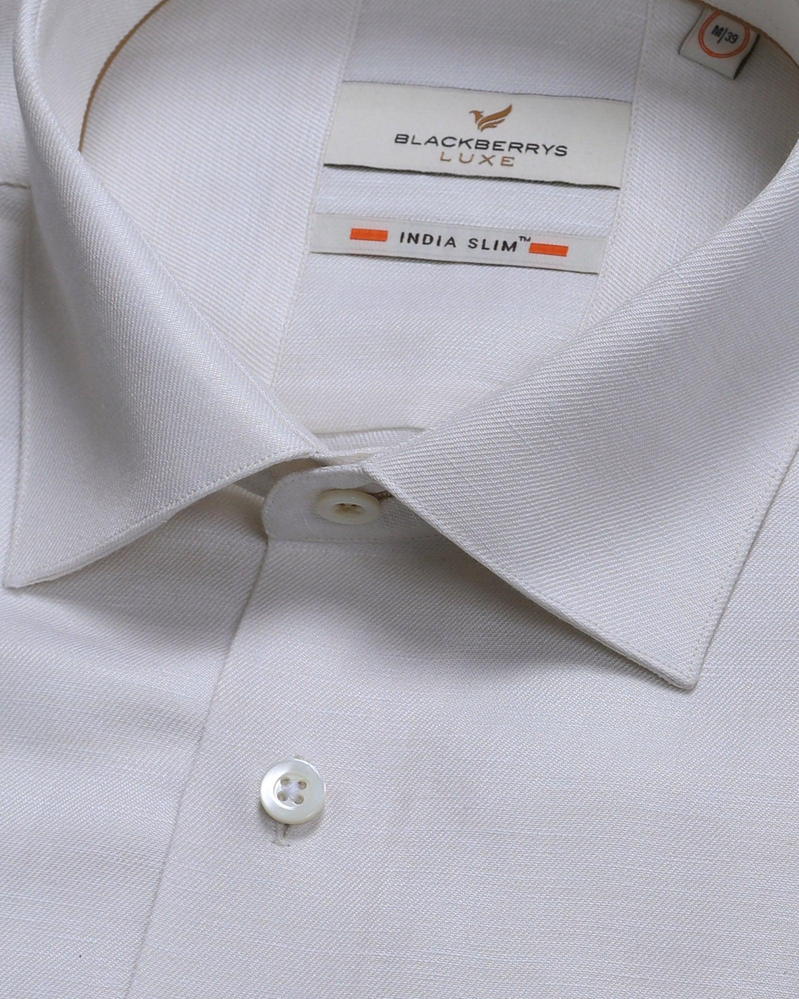 Linen Luxe Formal White Solid Shirt - Dallas