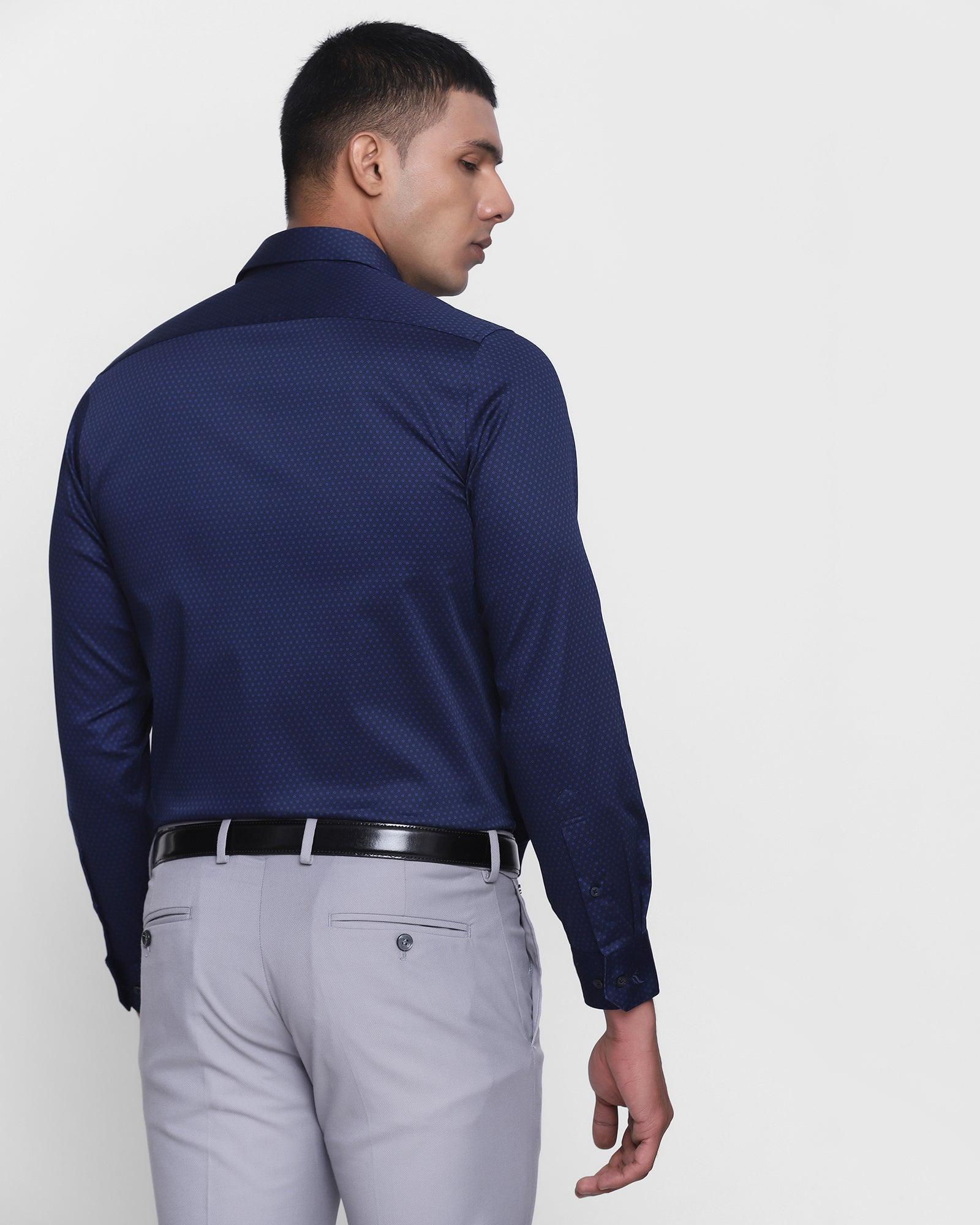 Formal Blue Printed Shirt - Leopold