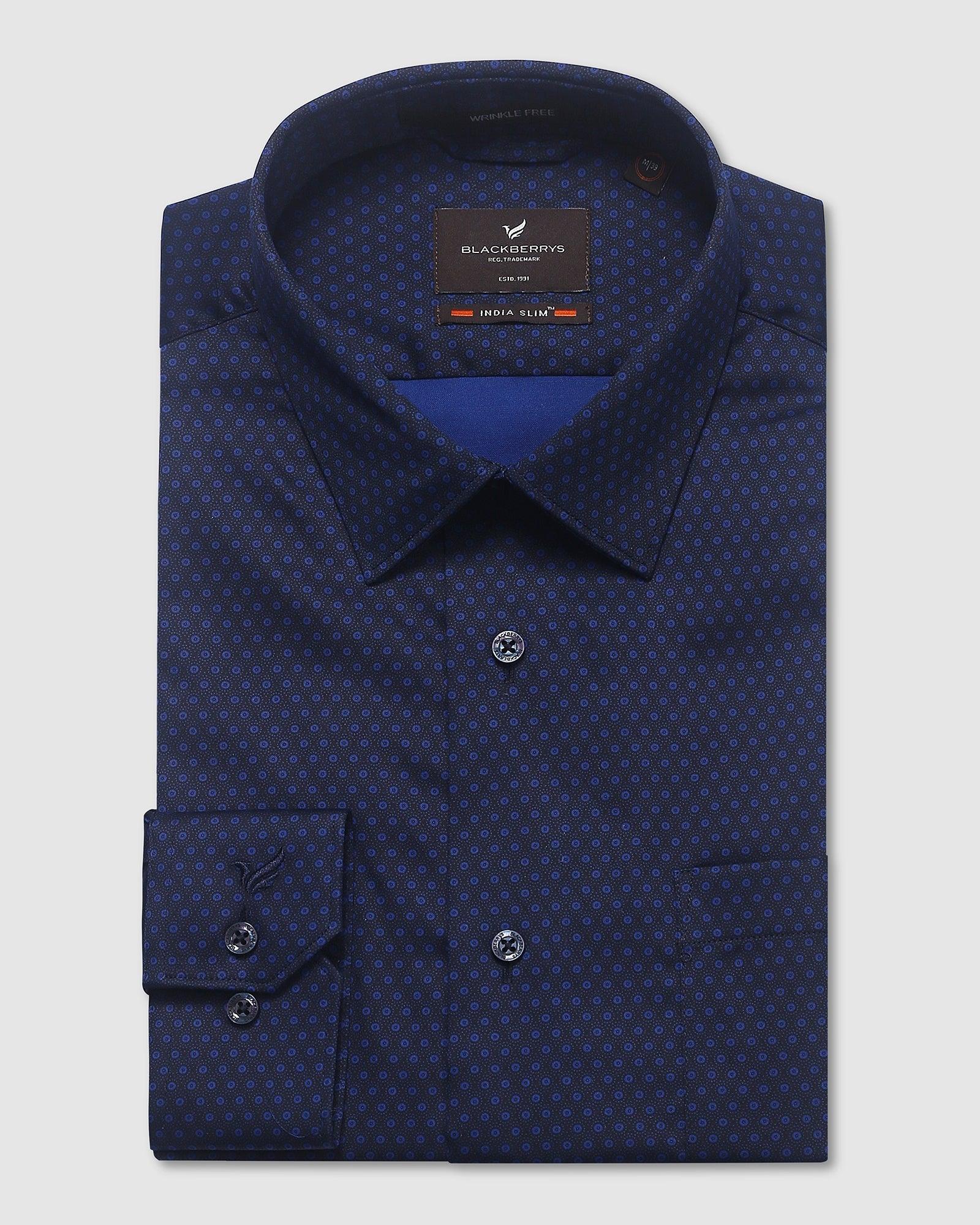 Formal Blue Printed Shirt - Leopold