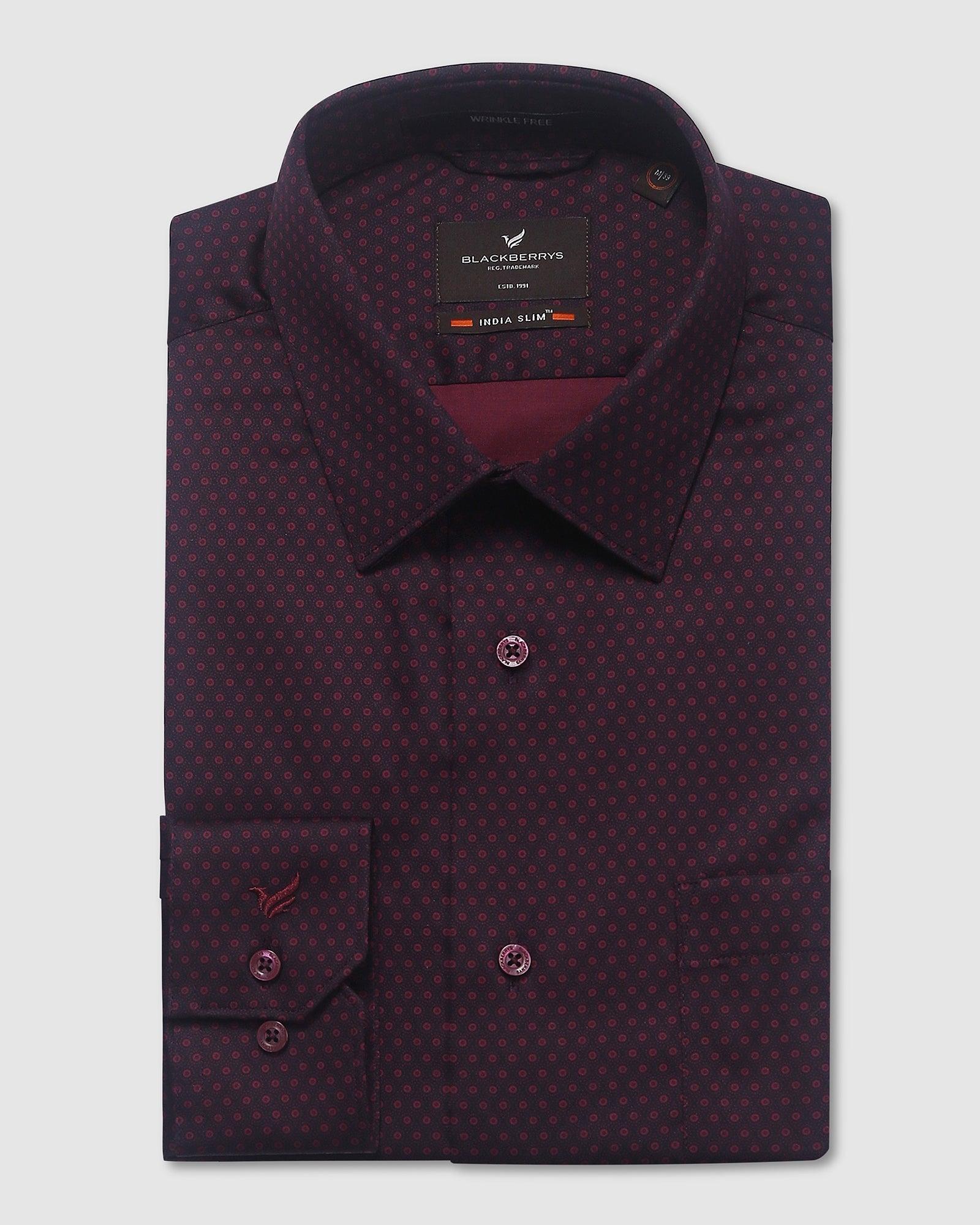 Formal Maroon Printed Shirt - Leopold