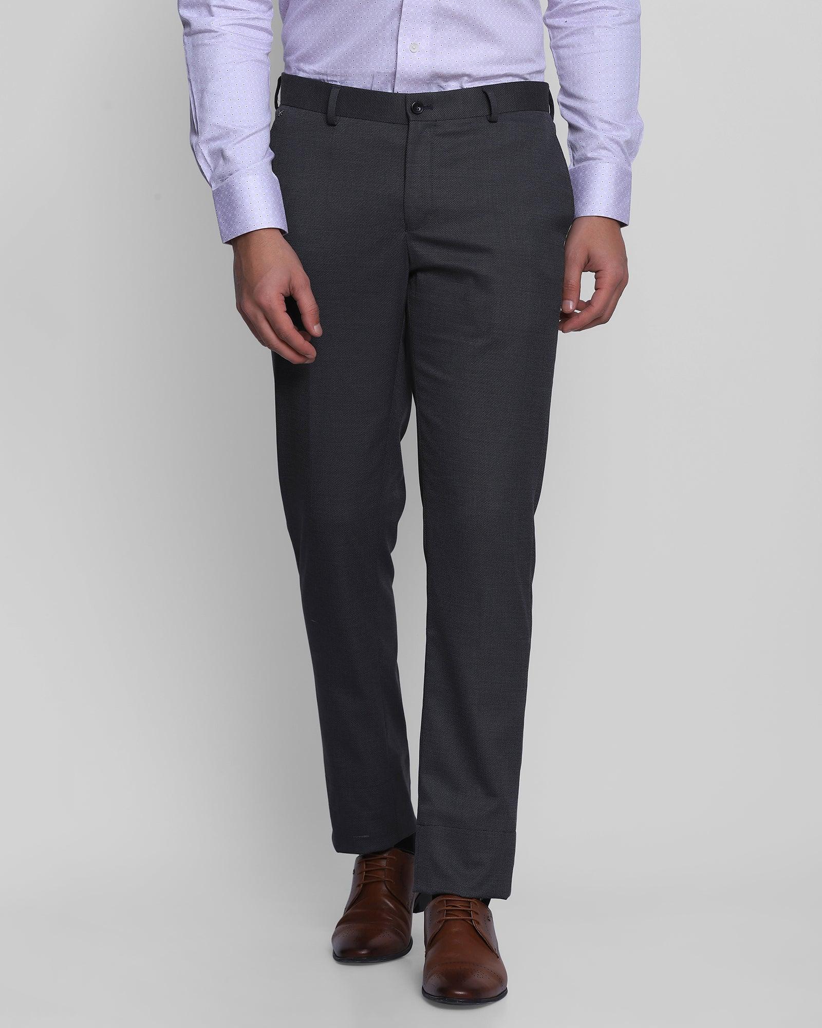 Slim Fit B-91 Formal Charcoal Textured Trouser - Lexander