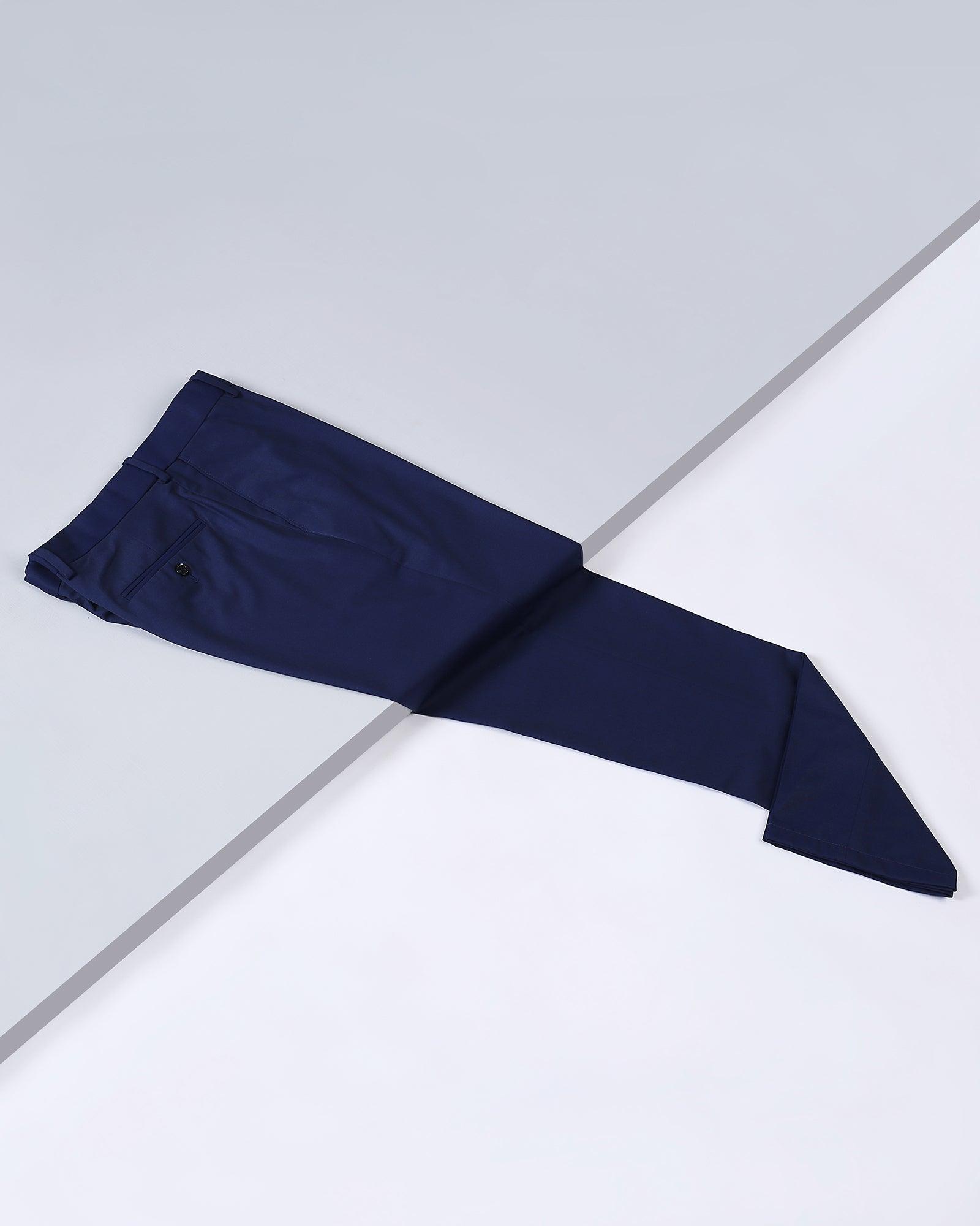 Slim Comfort B-95 Formal Blue Solid Trouser - Lynn