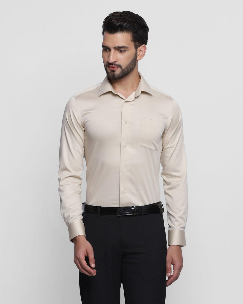 Formal Beige Solid Shirt - Hailor