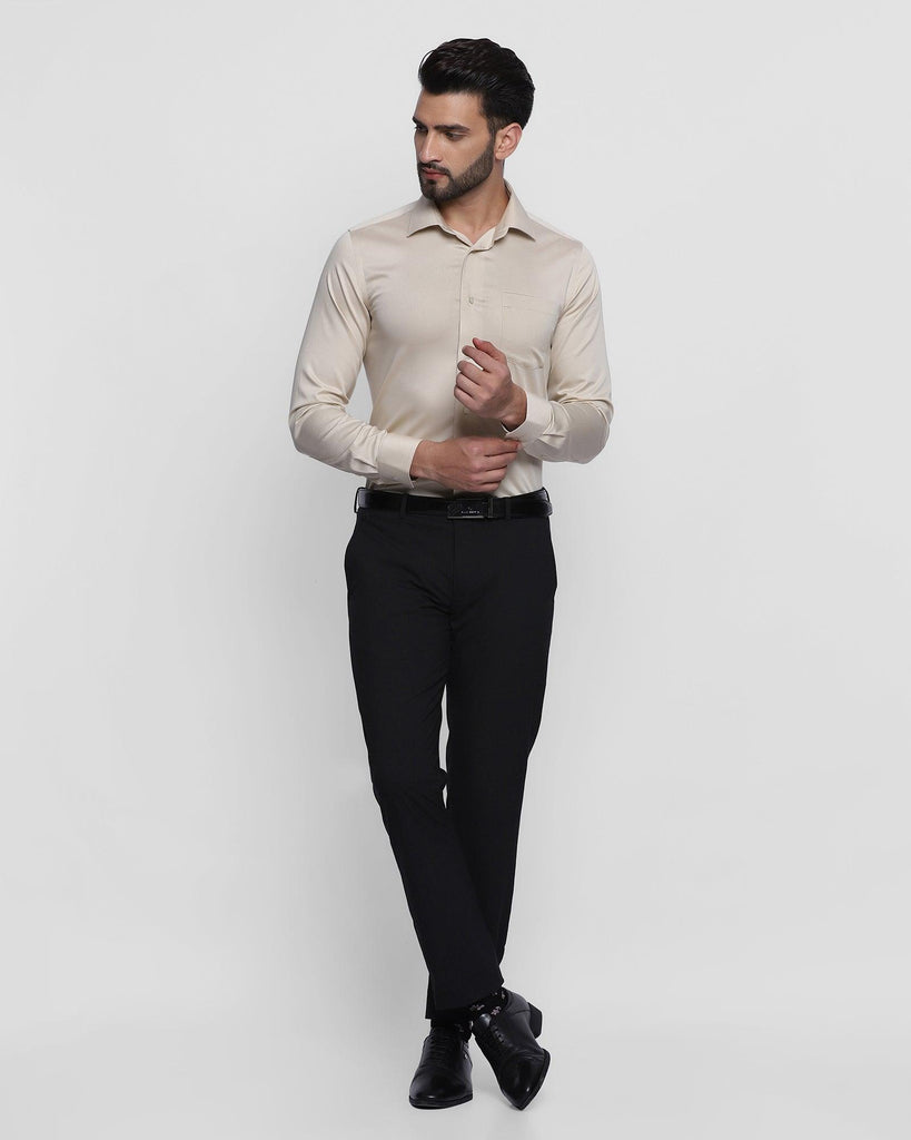 Formal Beige Solid Shirt - Hailor