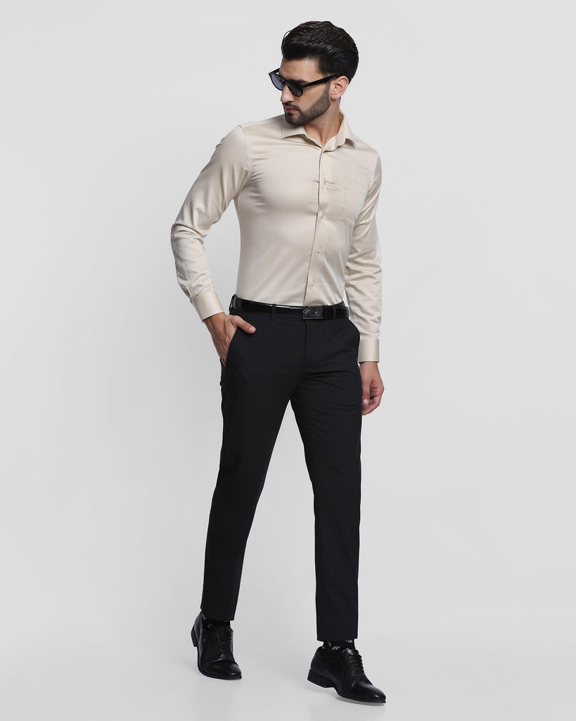 Formal Beige Solid Shirt - Hailor