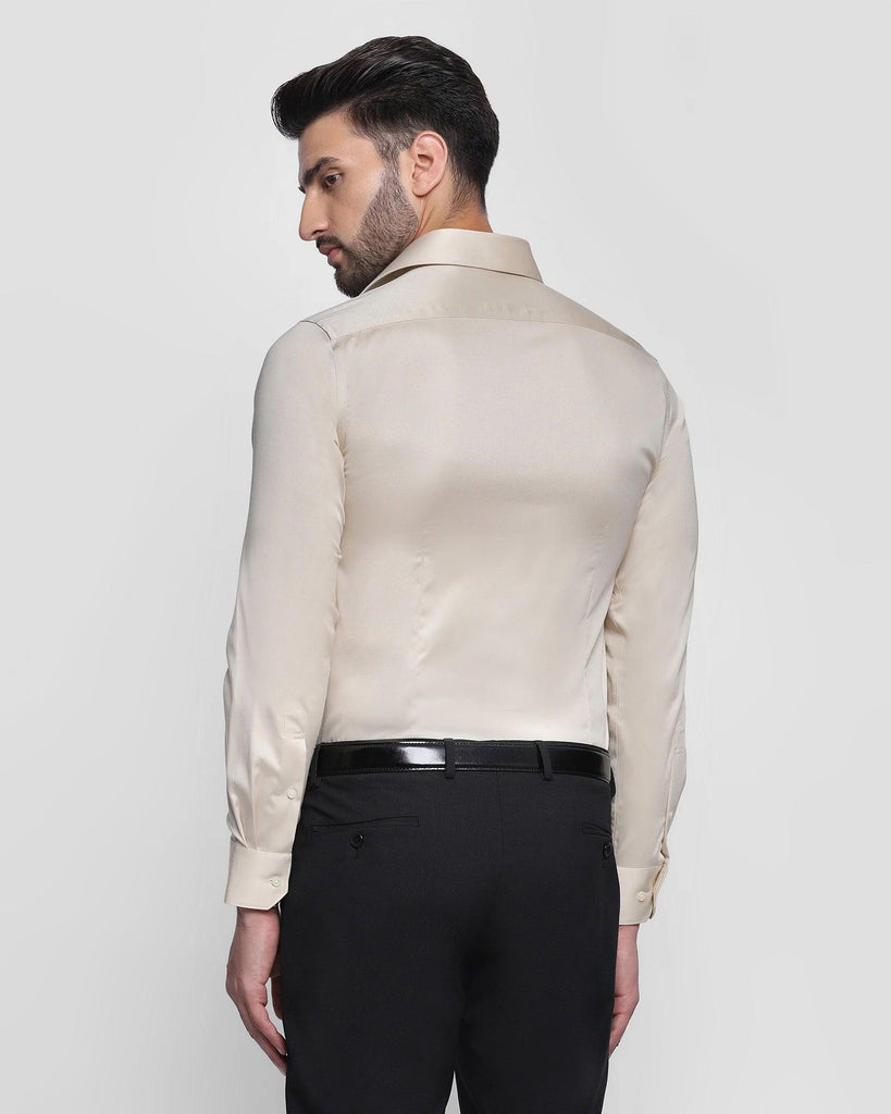 Formal Beige Solid Shirt - Hailor