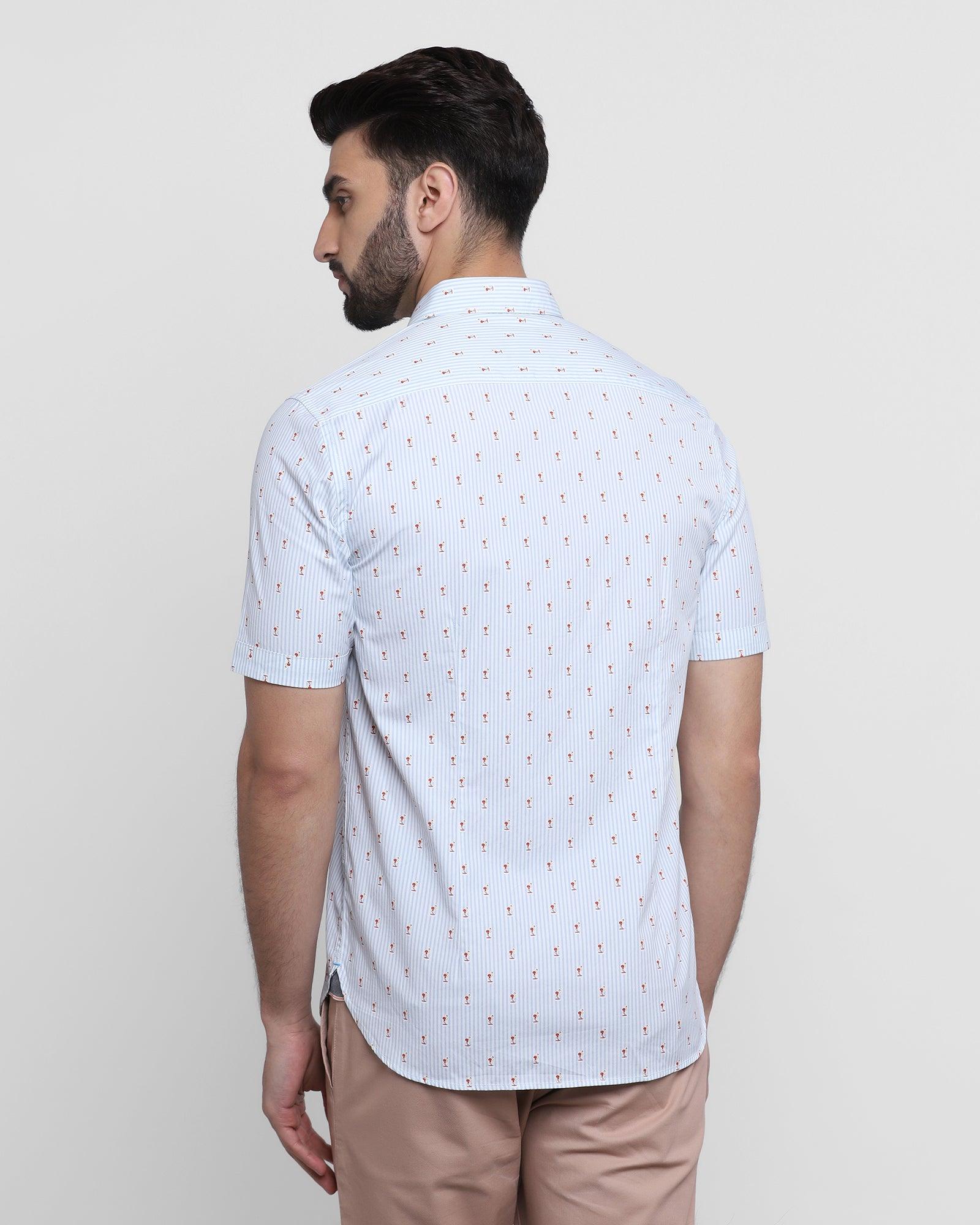 Formal Half Sleeve Blue Printed Shirt - Maddox