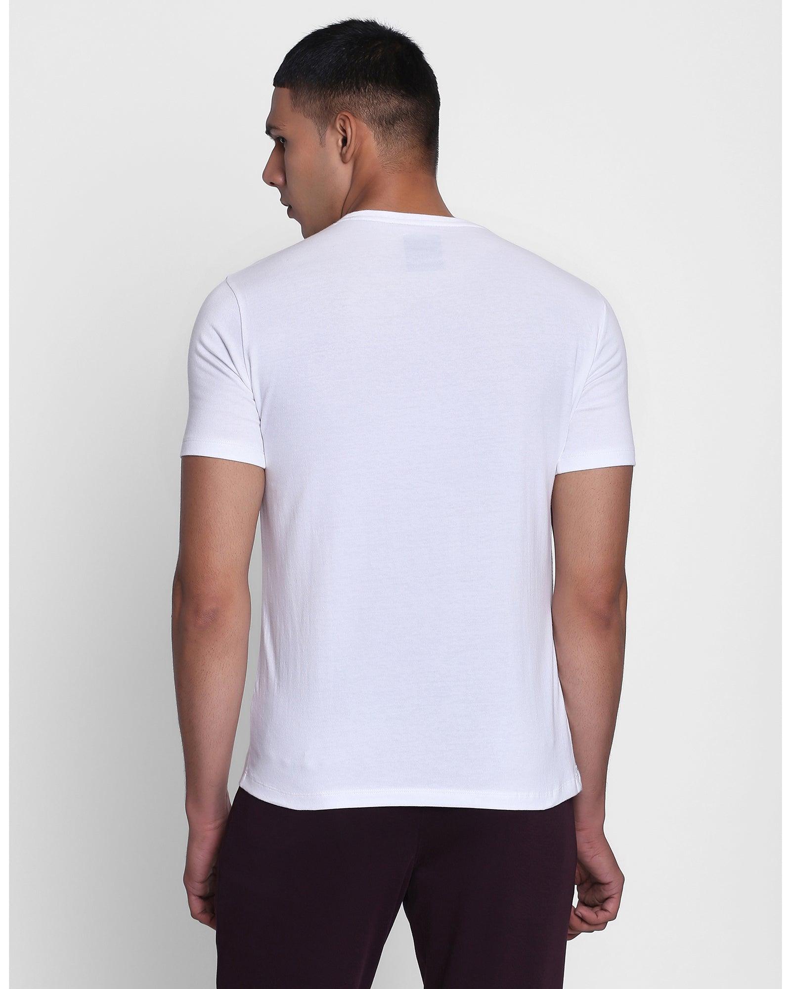 Crew Neck White Printed T Shirt - Martin