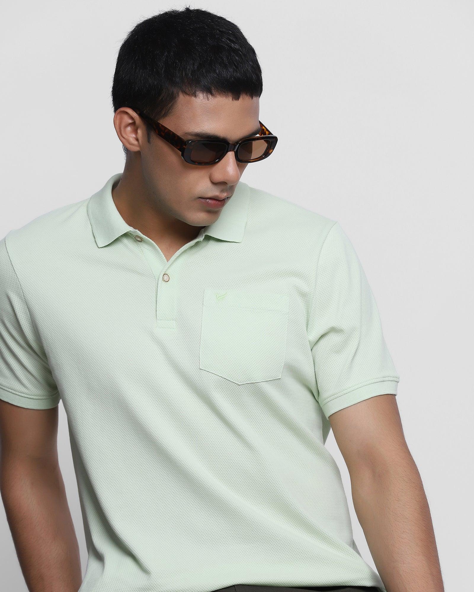 Polo Green Textured T Shirt - Minla
