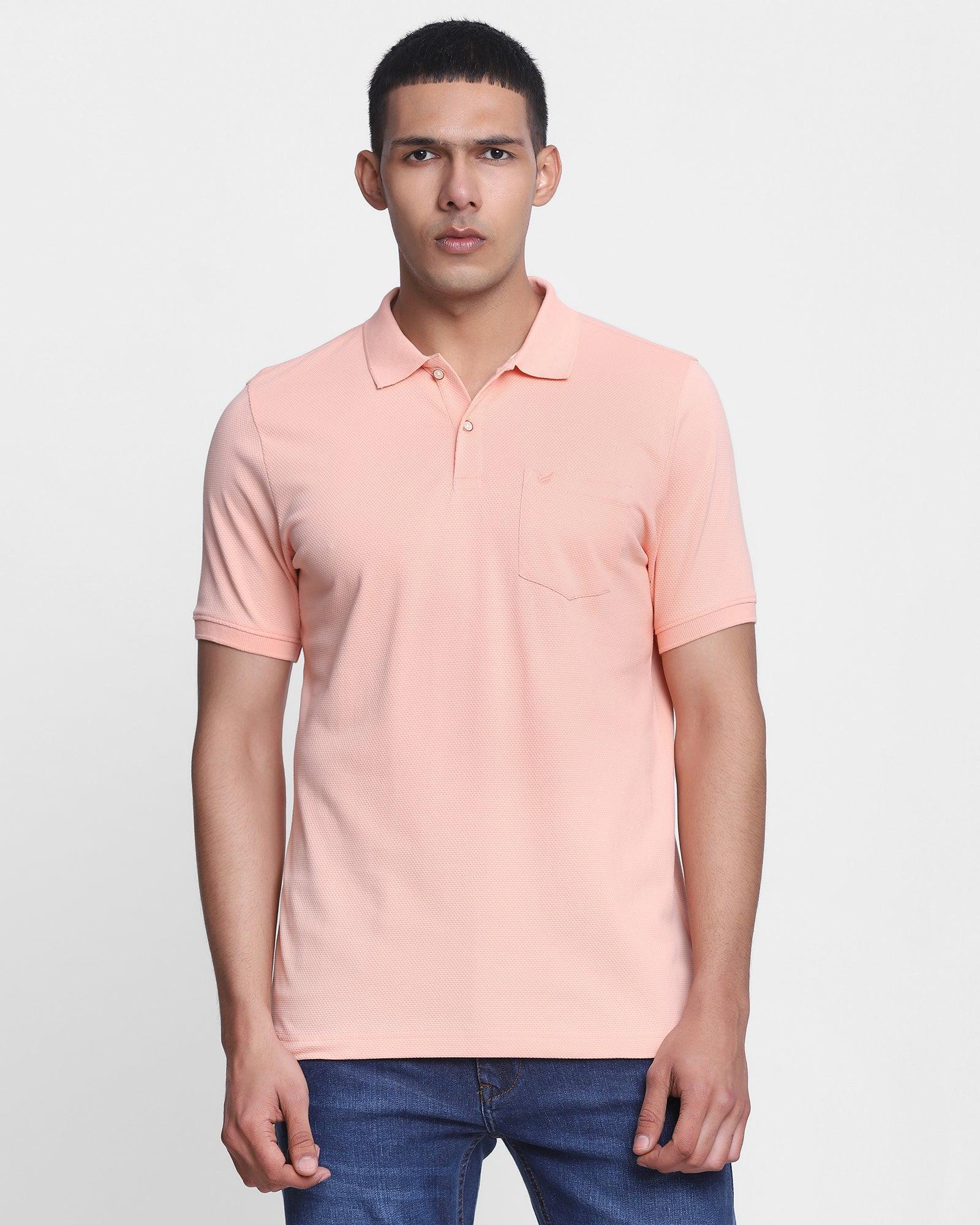 Polo Peach Textured T Shirt - Minla
