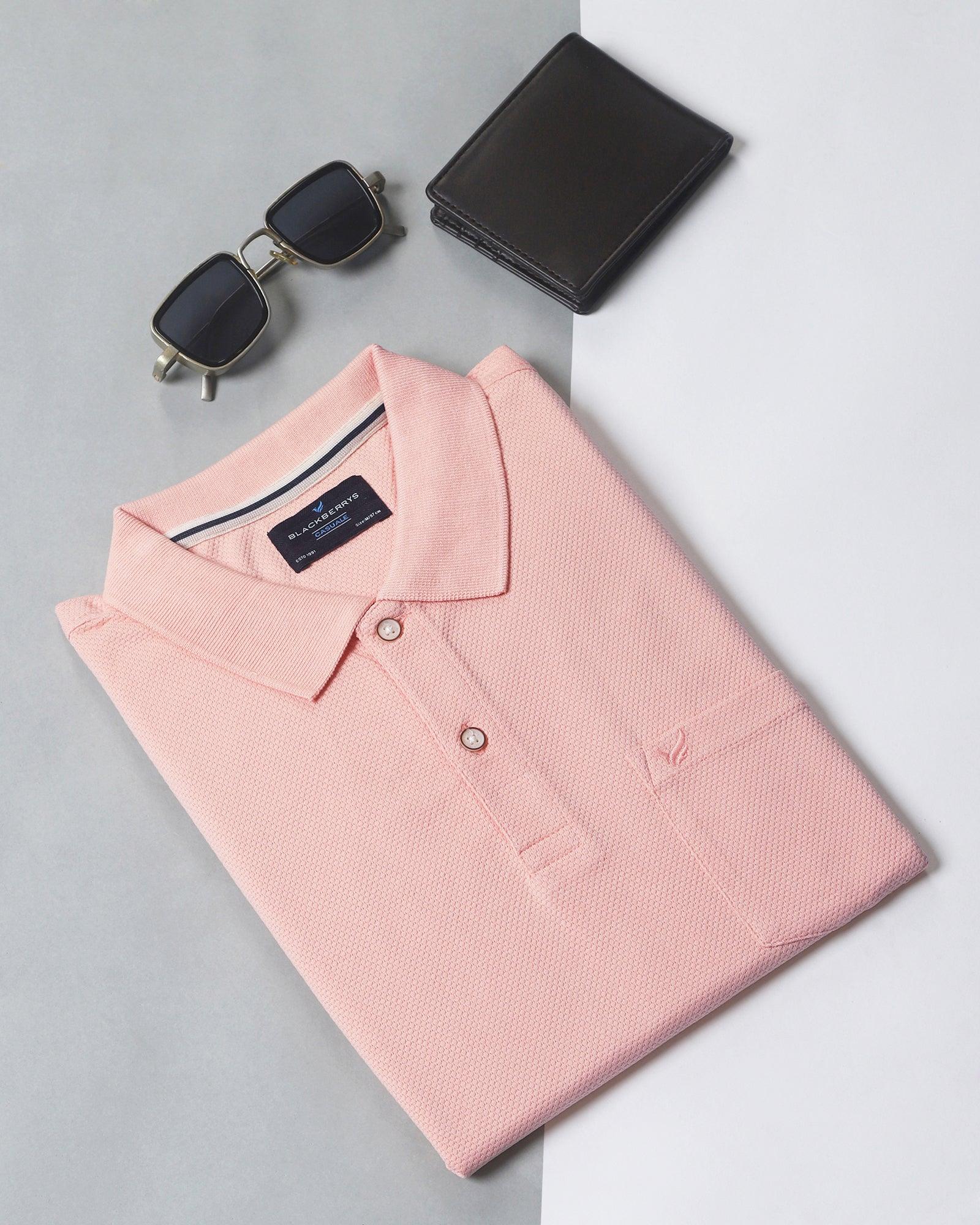 Polo Peach Textured T Shirt - Minla