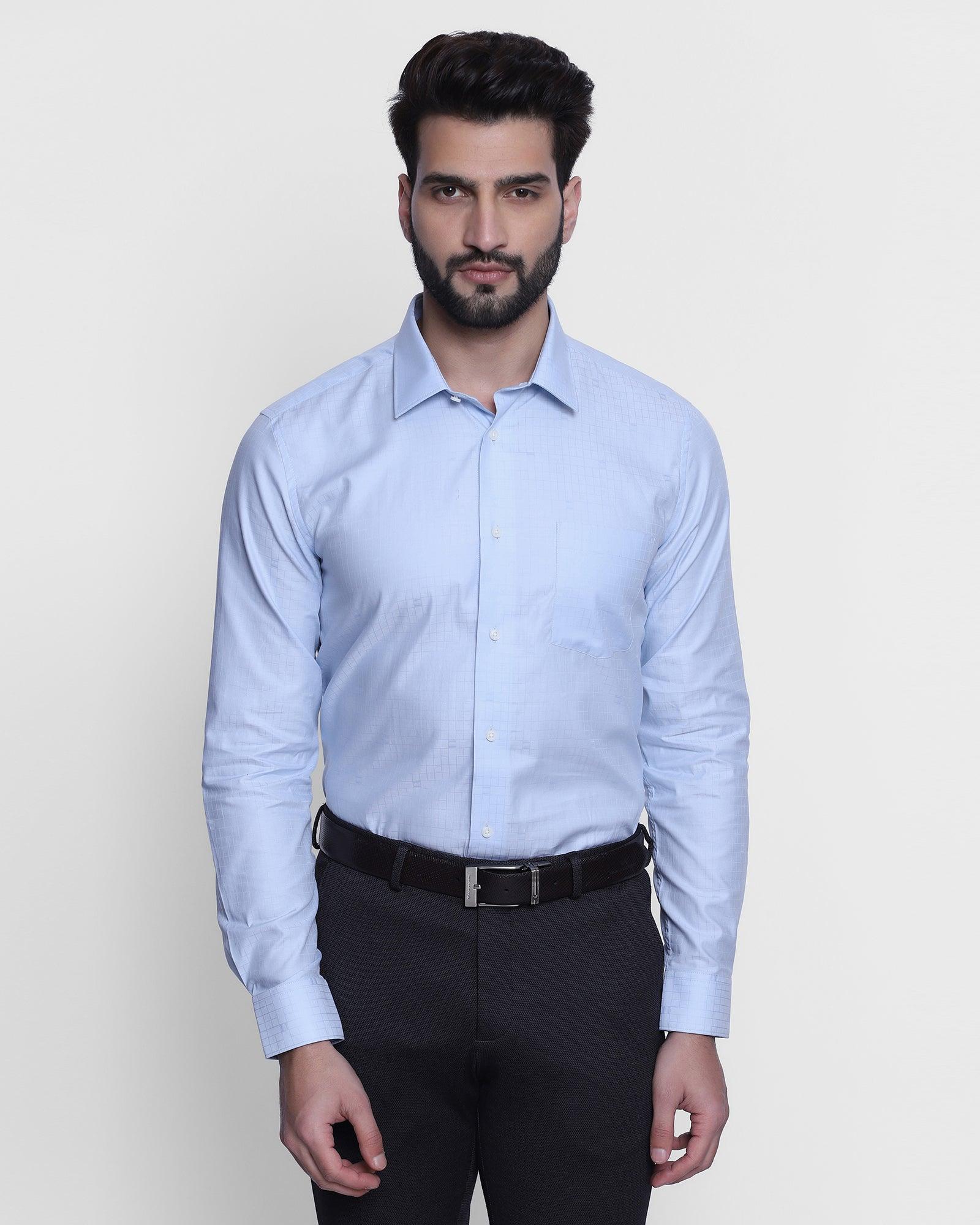 Formal Blue Textured Shirt - Nale